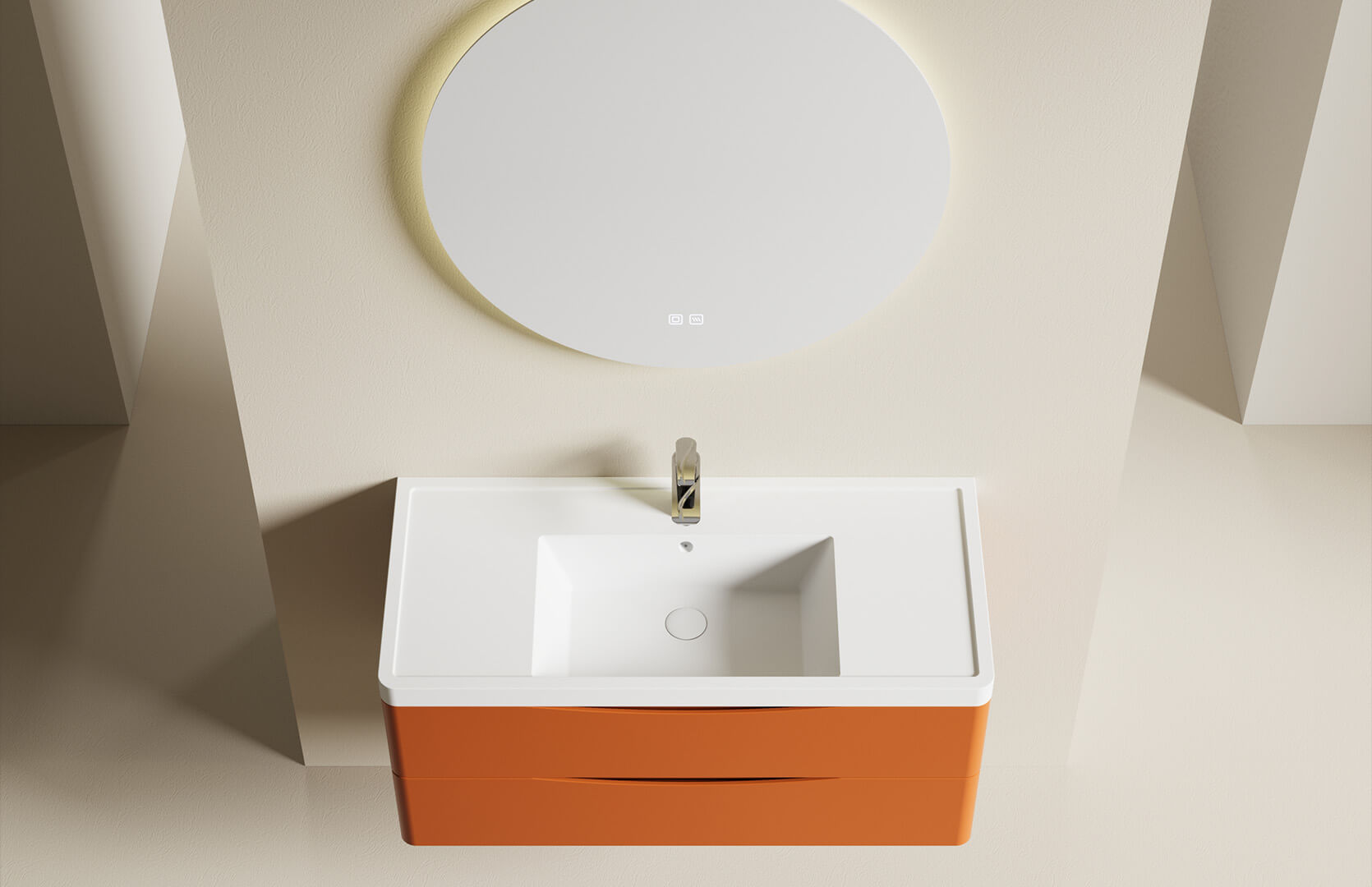 Freestanding Single Lacquered Wood Bathroom Vanity_