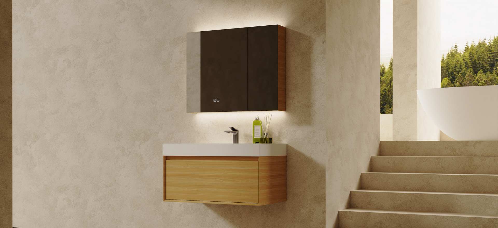 Multi-layer Solid Wood Bathroom Cabinet CPG-3382-4