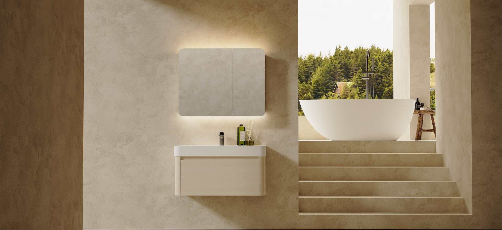 Multi-layer Solid Wood Bathroom Cabinet CPG-3383-1