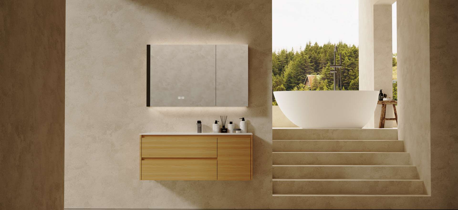 Multi-layer Solid Wood Bathroom Cabinet CPG-3390-1