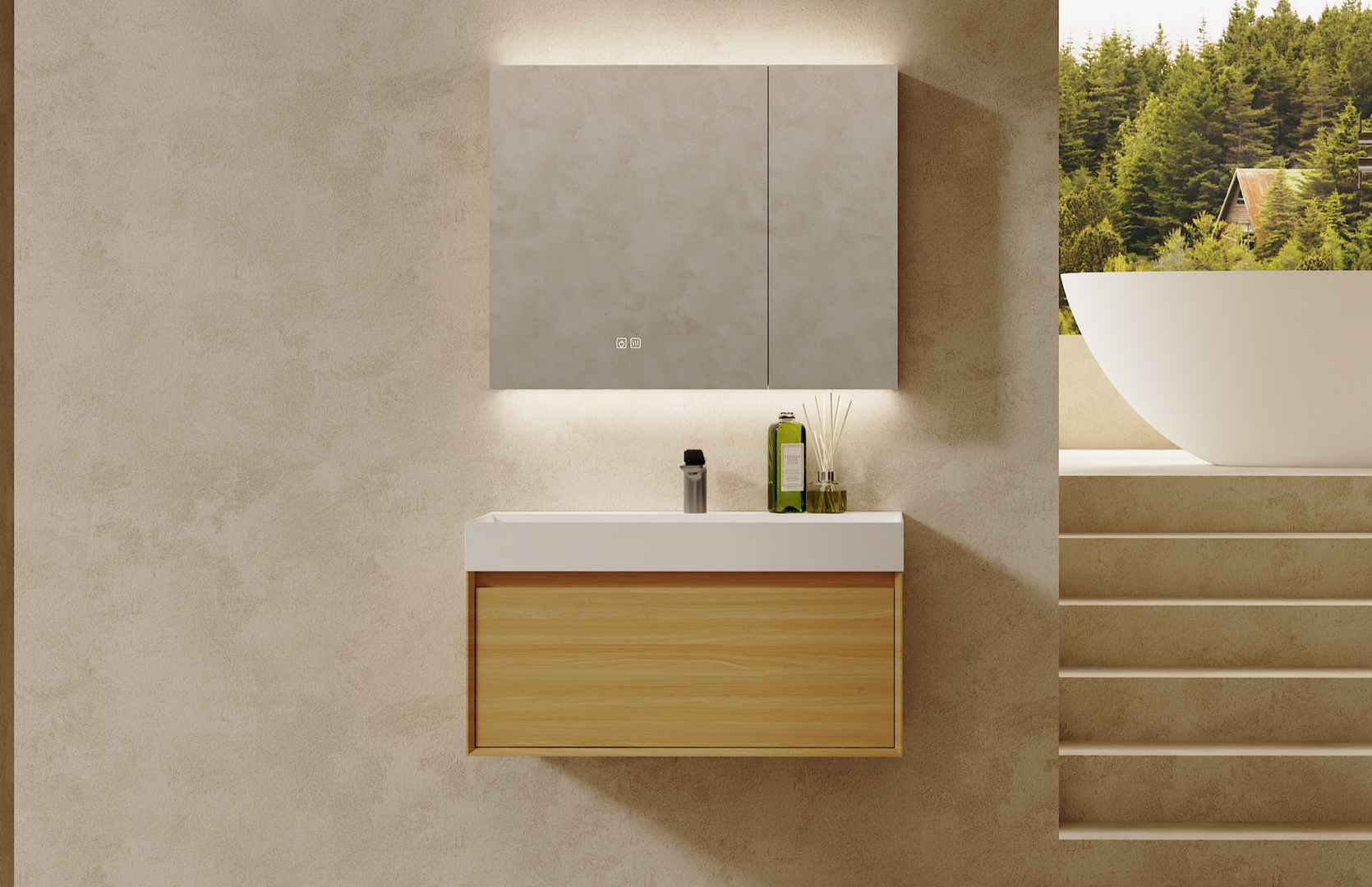 Multi-layer Solid Wood Bathroom Cabinet Main Image CPG-3382