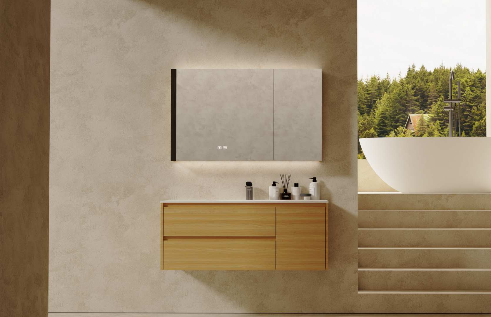 Multi-layer Solid Wood Bathroom Cabinet Main Image CPG-3390