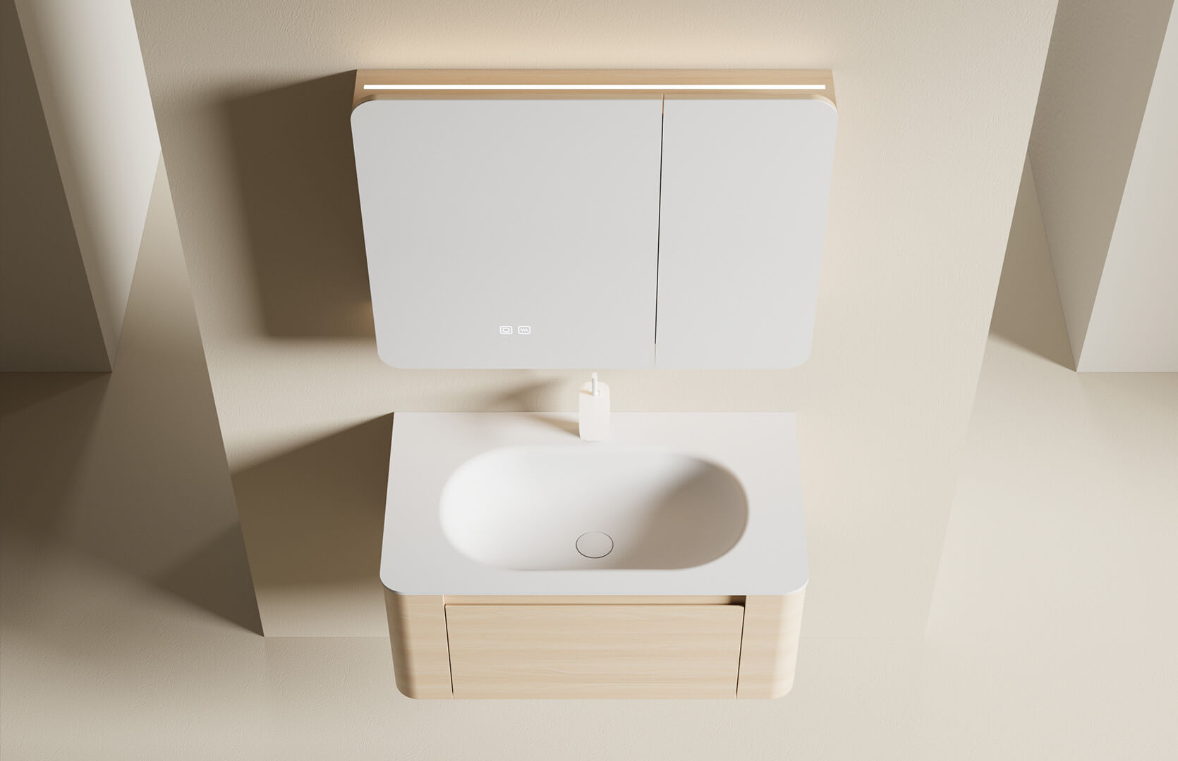 Multilayer Bathroom Solid Surface Vanity