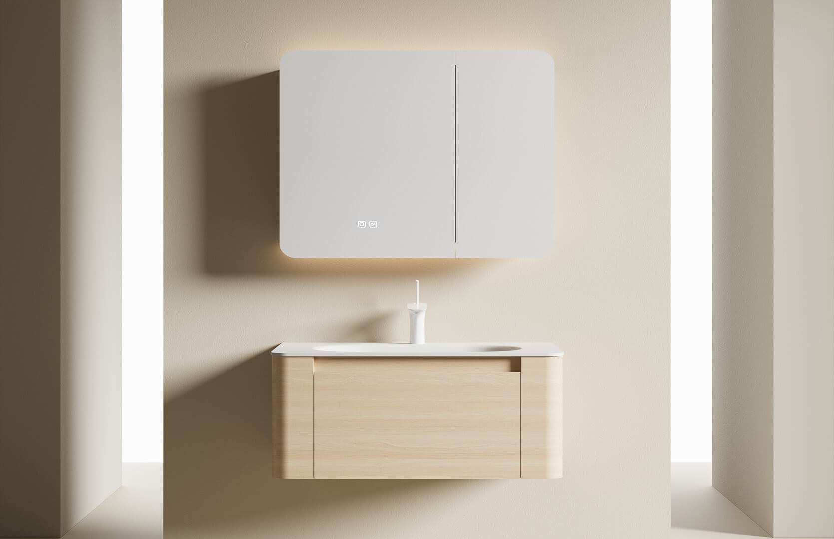Multilayer Bathroom Solid Surface Vanity CPG-3380A