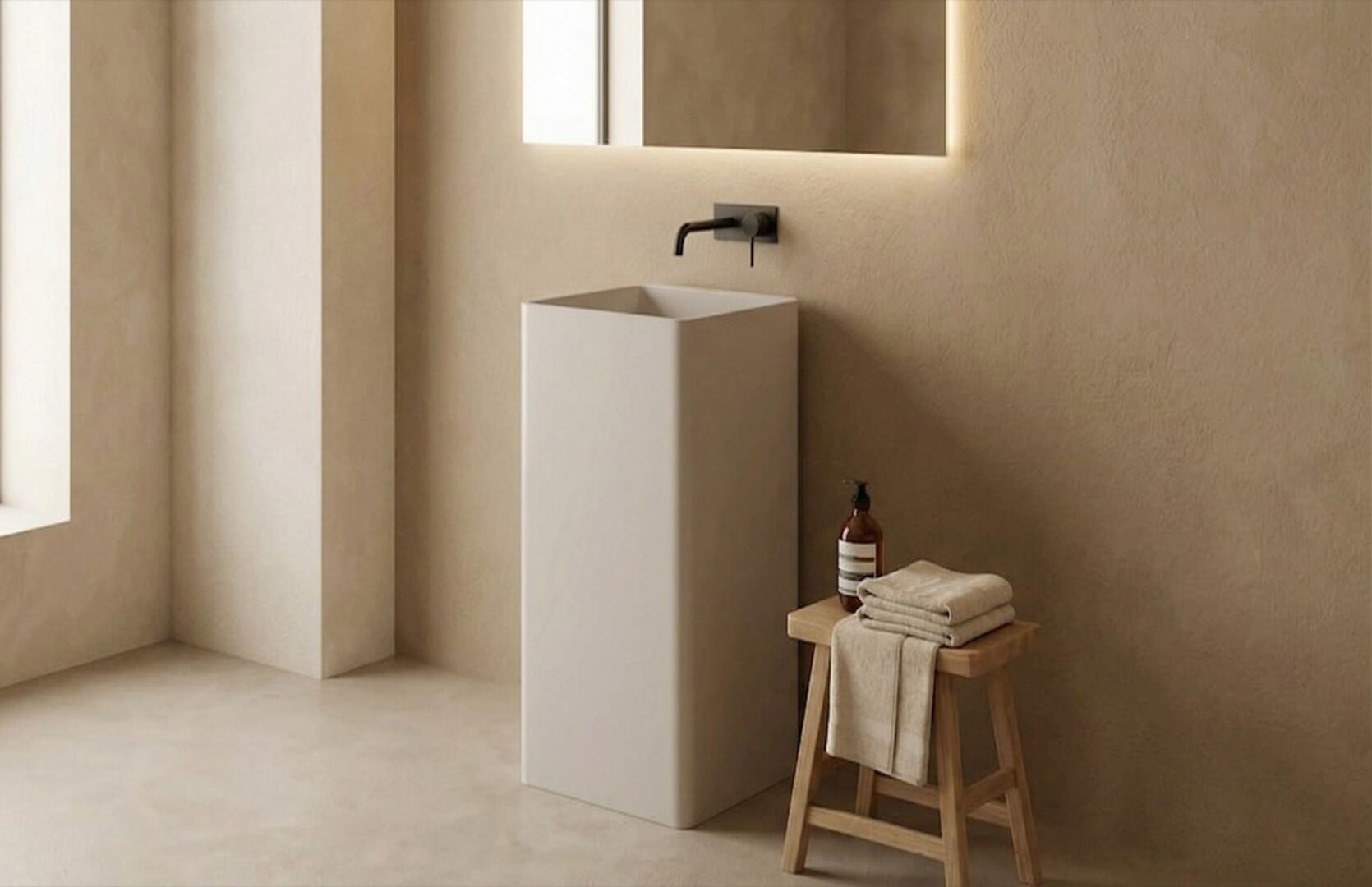Pedestal Sink Pedestal Solid Surface CPG-6601 Right Side