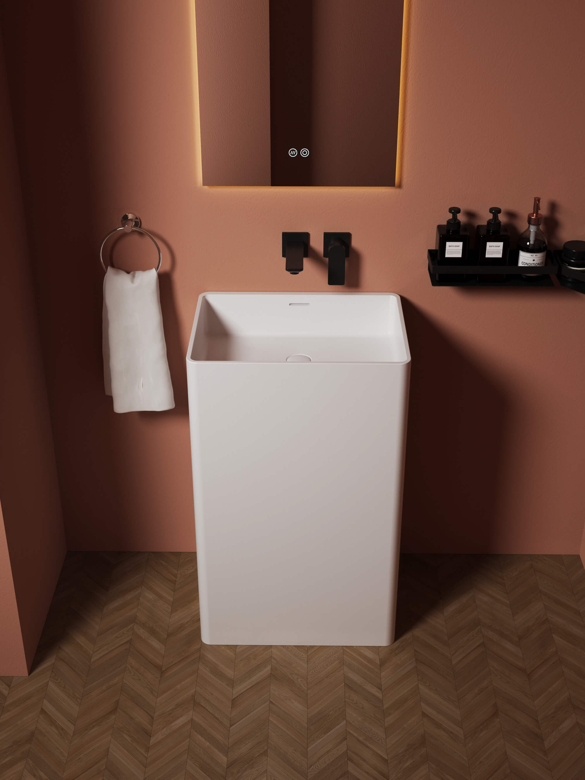 Solid Surface Bath Pedestal Sink​​ CPG-6621 Front