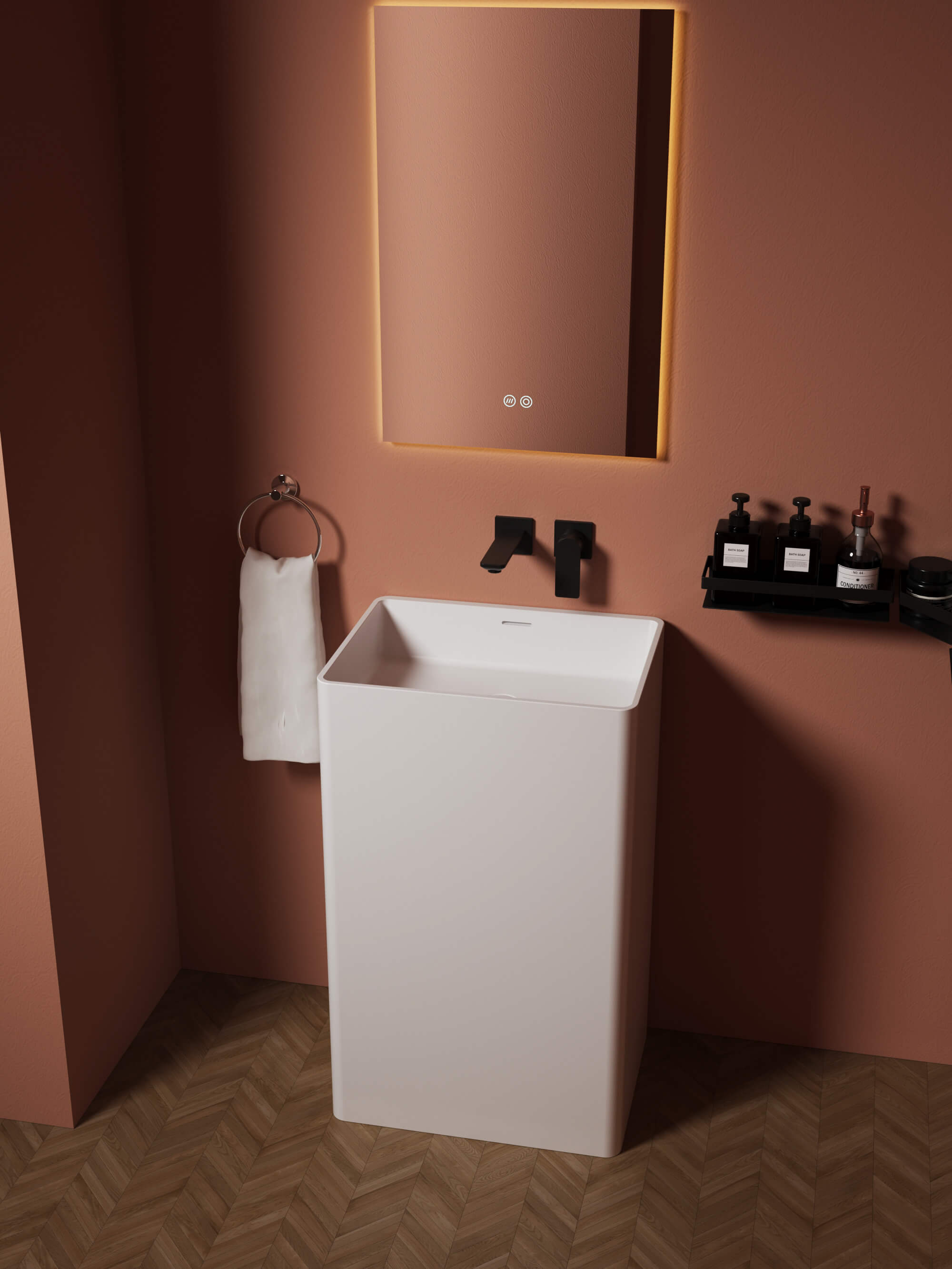 Solid Surface Bath Pedestal Sink​​ CPG-6621 Right