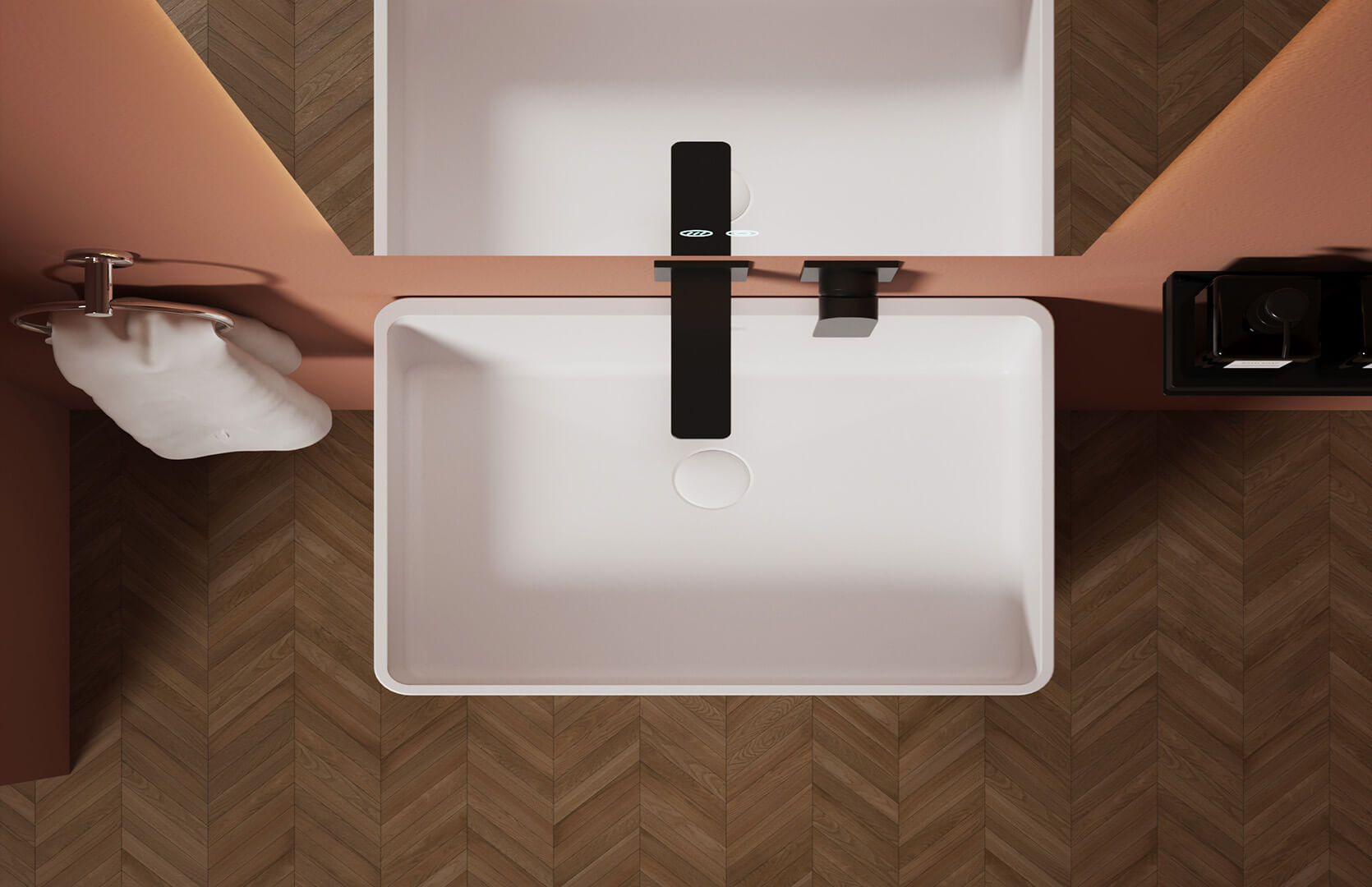 Solid Surface Bath Pedestal Sink__ CPG-6621 Top