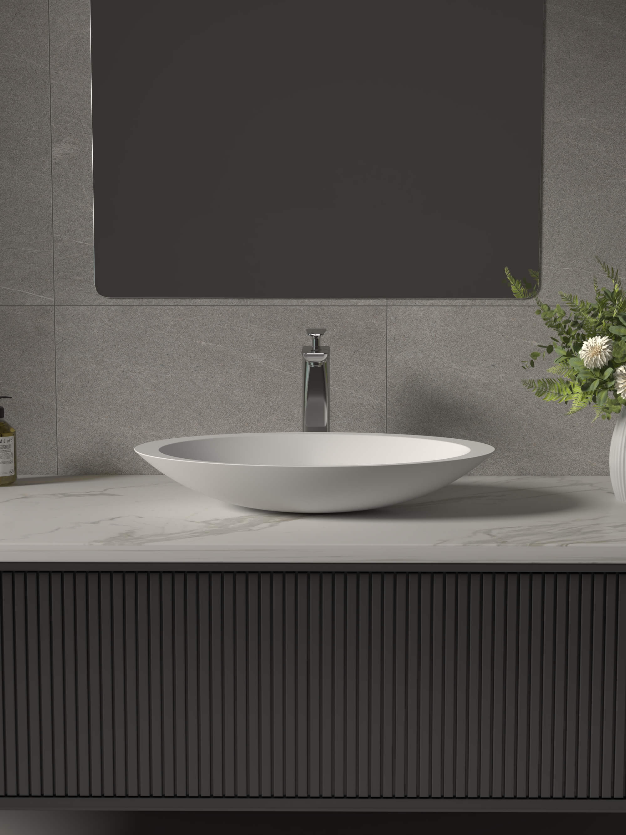 Solid Surface Bathroom Countertop with Sink​ CPG-2206 Front
