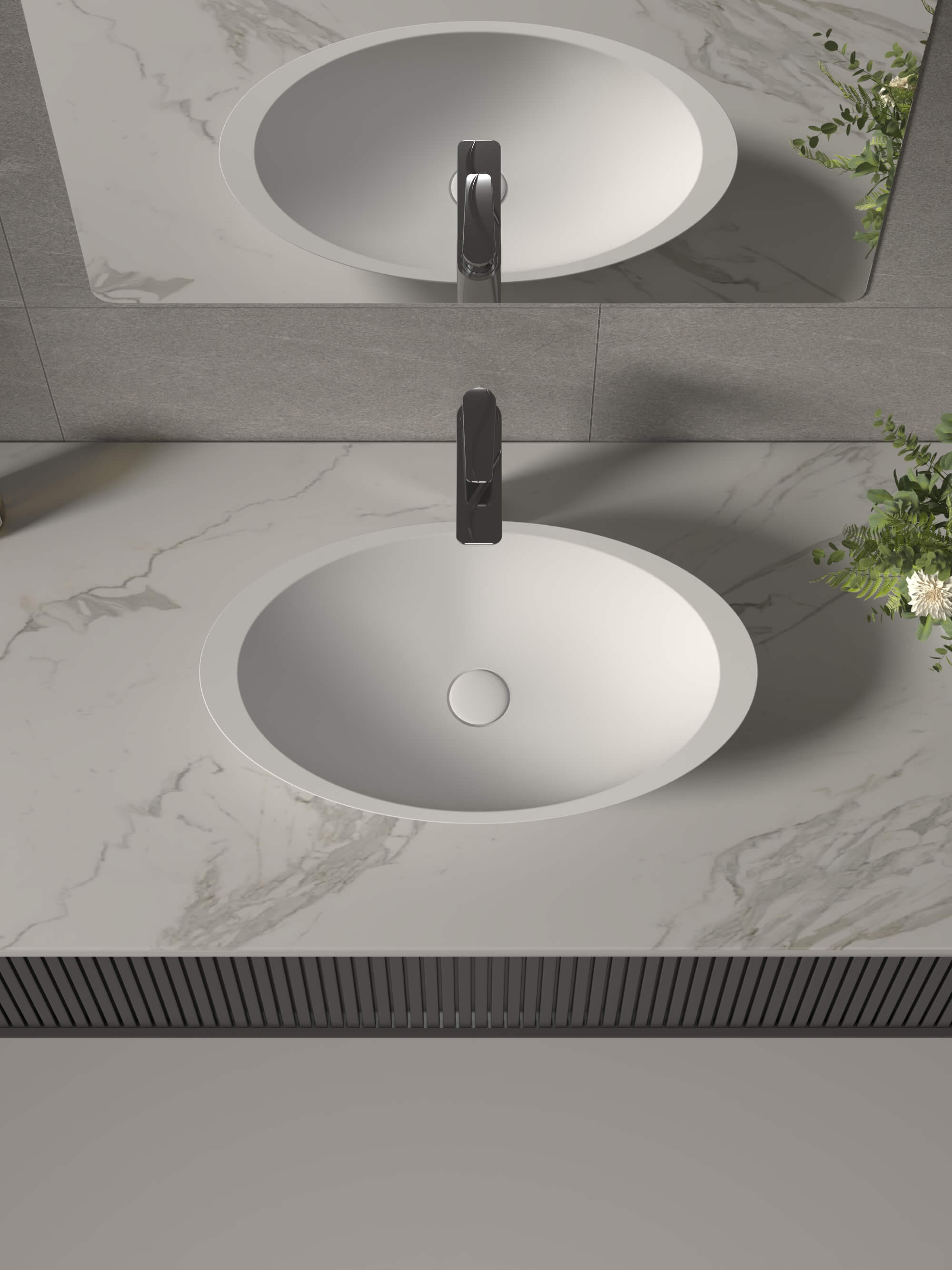 Solid Surface Bathroom Countertop with Sink​ CPG-2206 Top