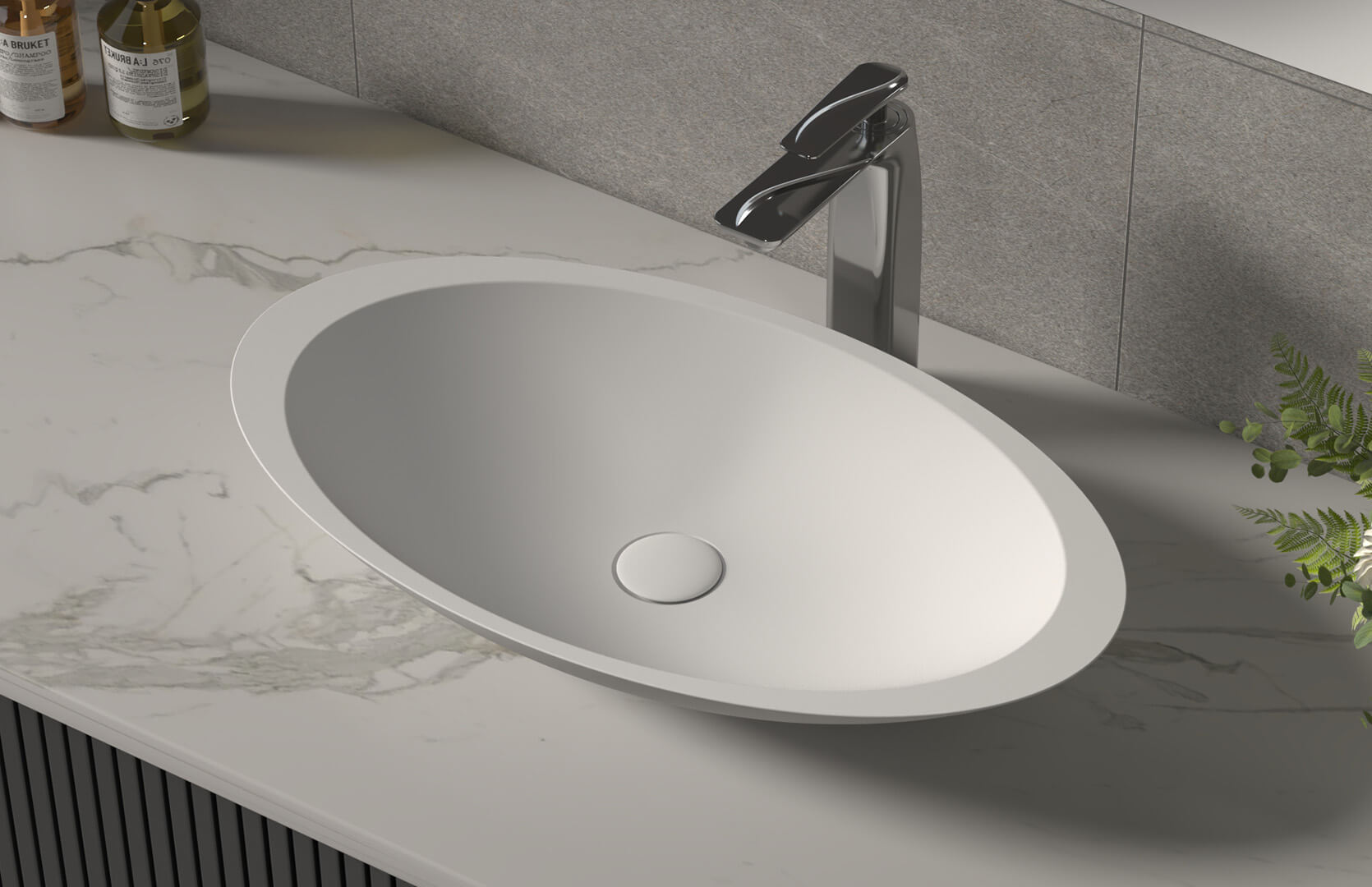 Solid Surface Bathroom Countertop with Sink_ CPG-2206