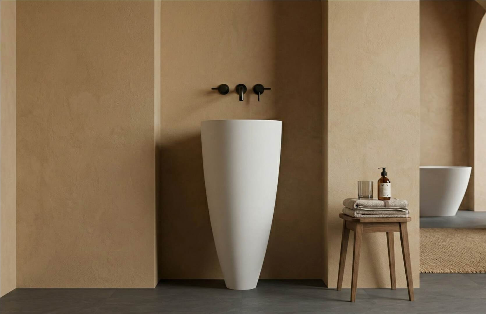 Solid Surface Bathroom Pedestal Sink CPG-6603