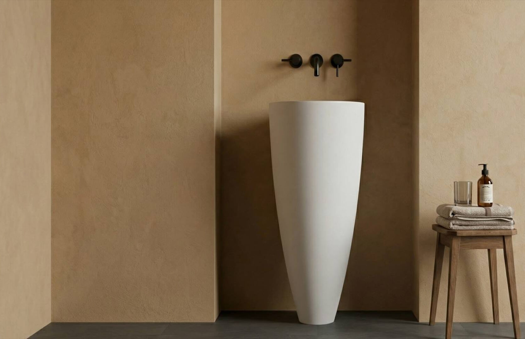 Solid Surface Bathroom Pedestal Sink CPG-6603 Front