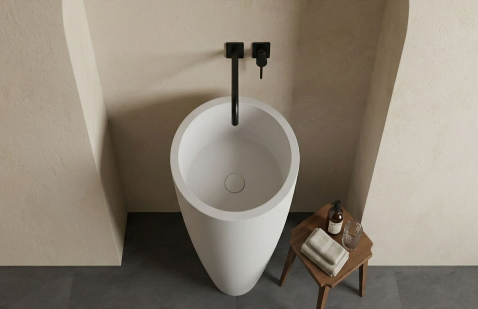 Solid Surface Bathroom Pedestal Sink CPG-6603 Top