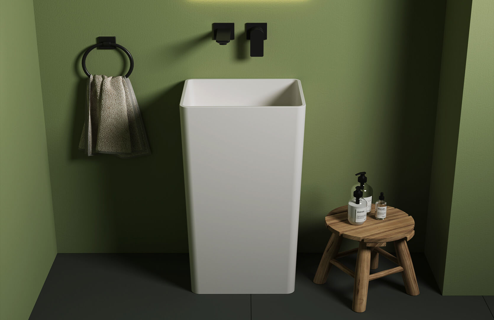 Solid Surface Bathroom Sink Pedestal_ CPG-6606 Front