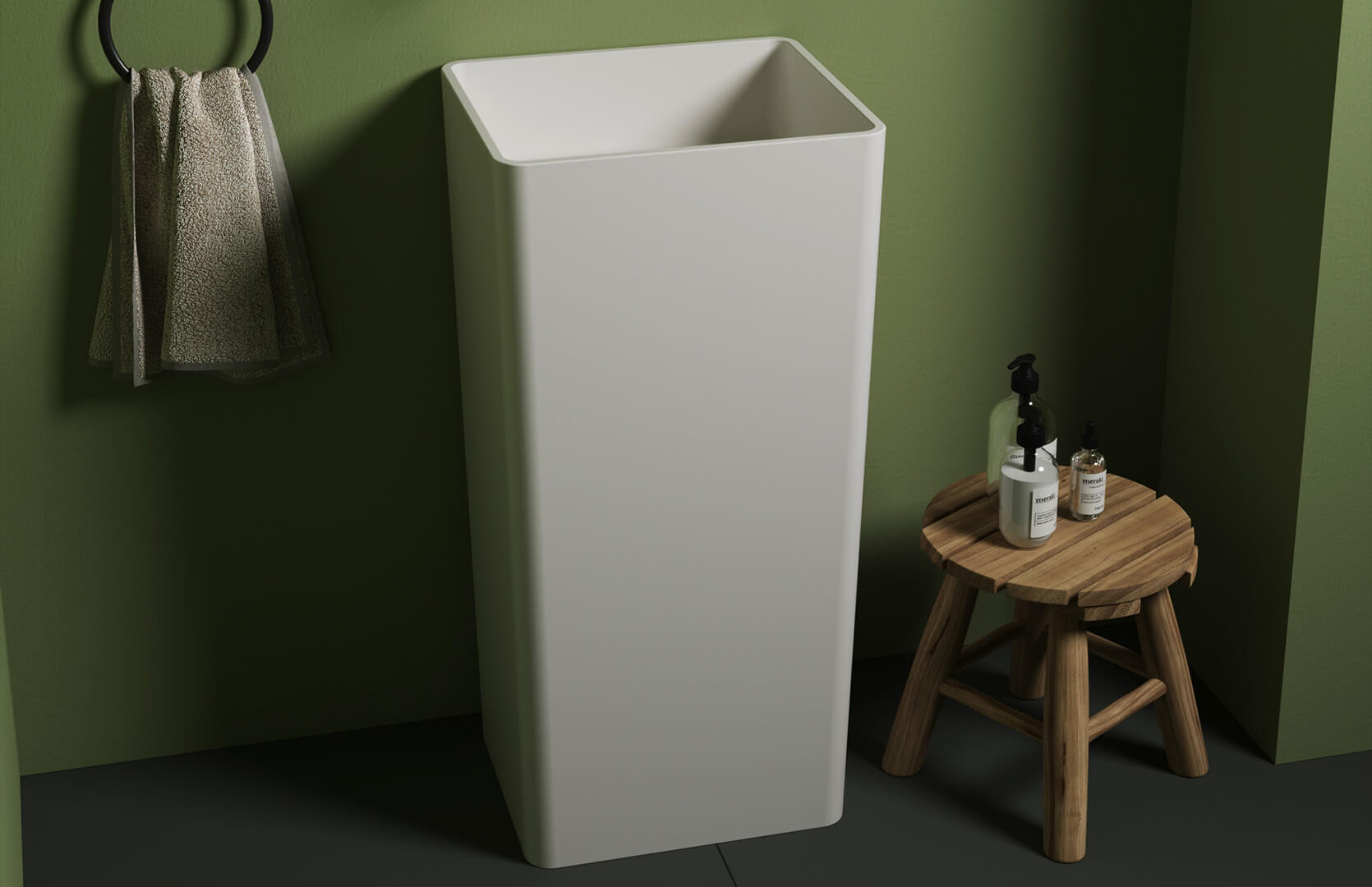 Solid Surface Bathroom Sink Pedestal_ CPG-6606 Left