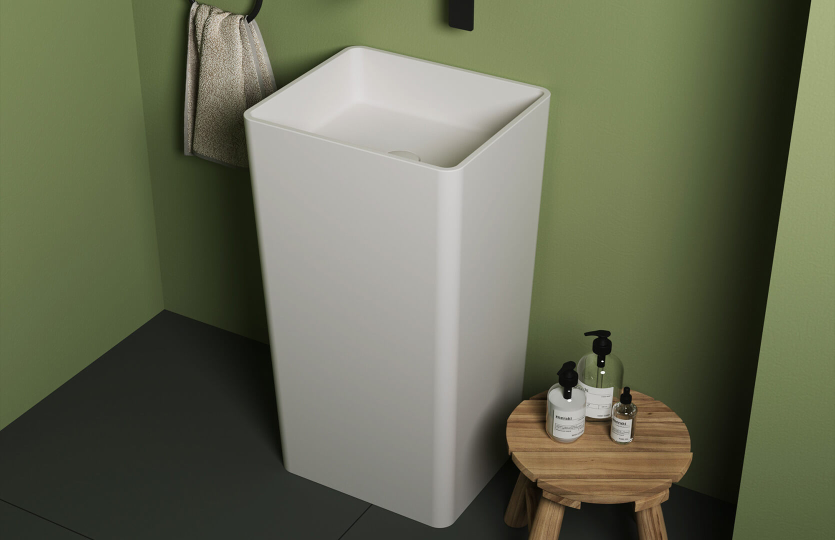 Solid Surface Bathroom Sink Pedestal_ CPG-6606 Right