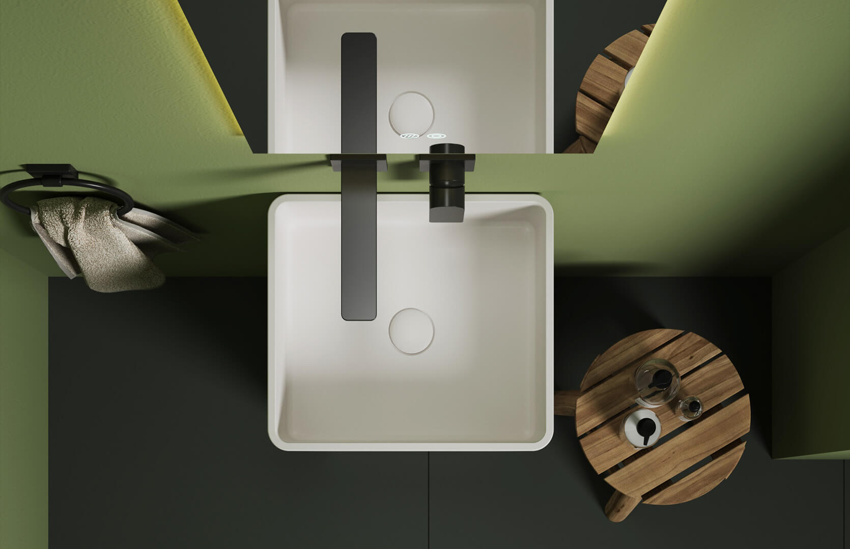 Solid Surface Bathroom Sink Pedestal_ CPG-6606 Top