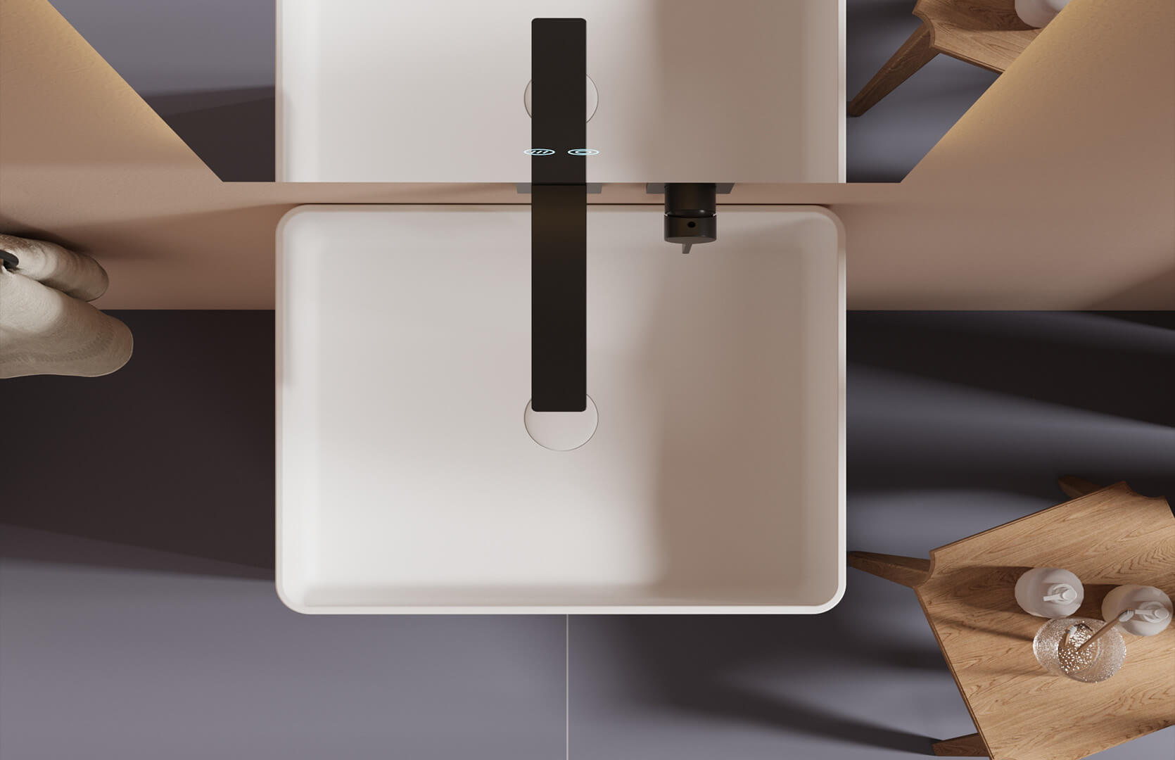 Solid Surface Contemporary Pedestal Sink_ CPG-6616 Top