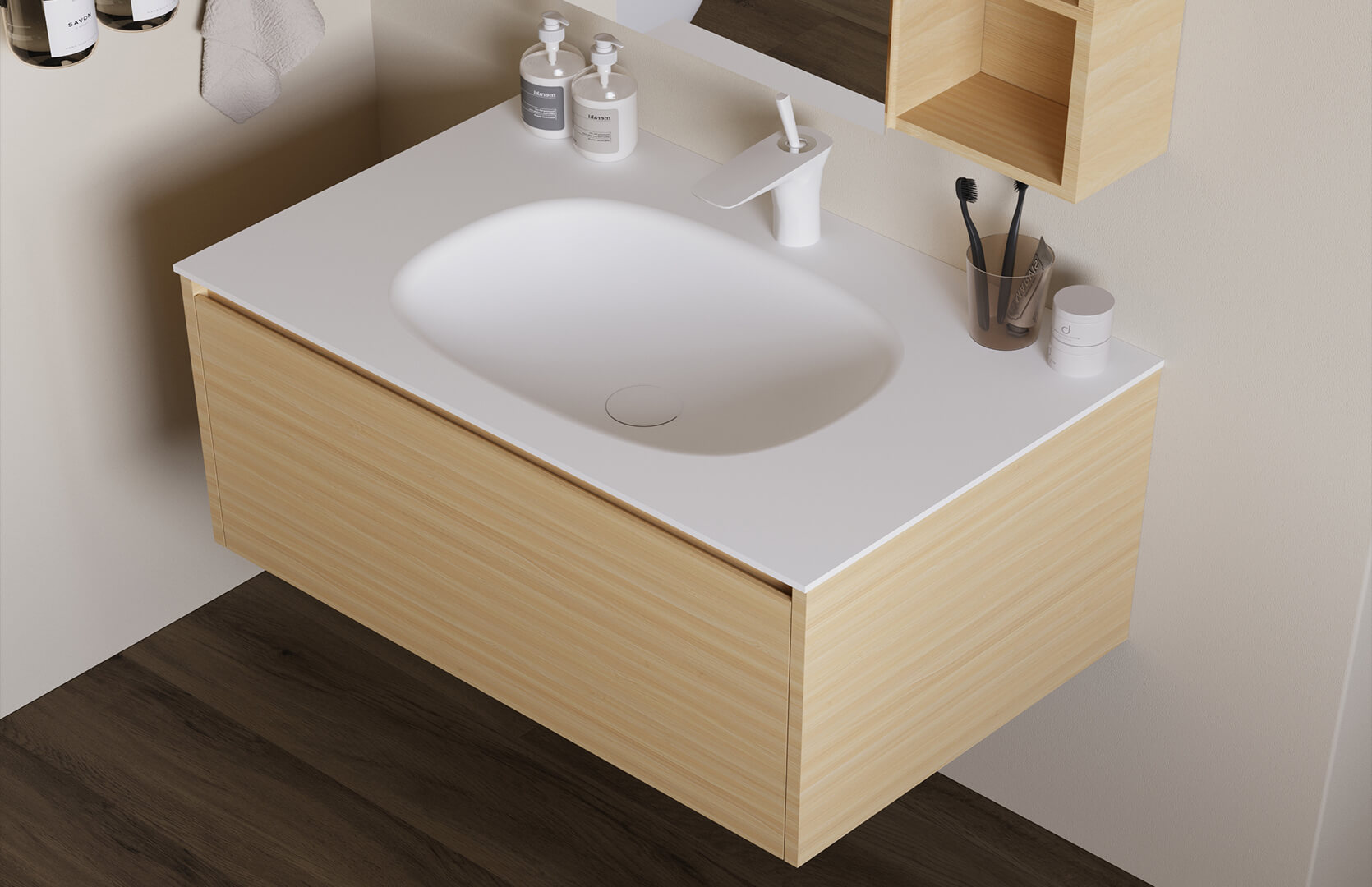 Solid Surface Floating Bathroom Vanity-CPG-3380