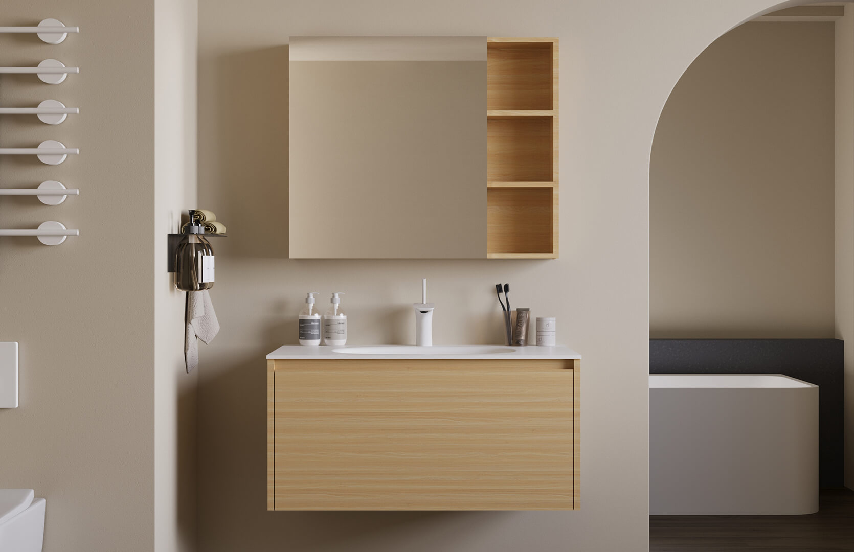 Solid Surface Floating Bathroom Vanity CPG-3380