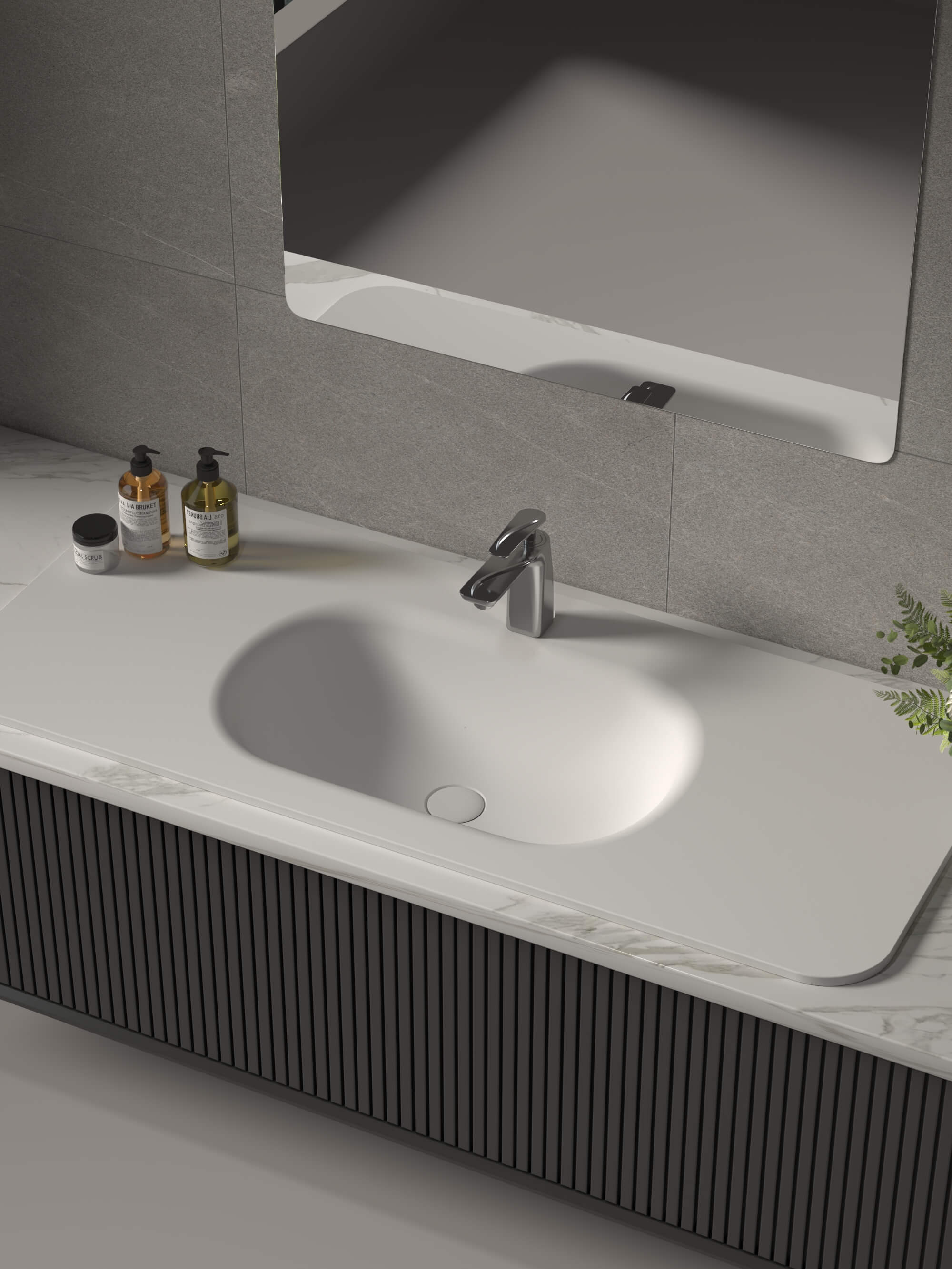 Solid Surface Integrated Sink and Countertop​ CPG-2270 Right