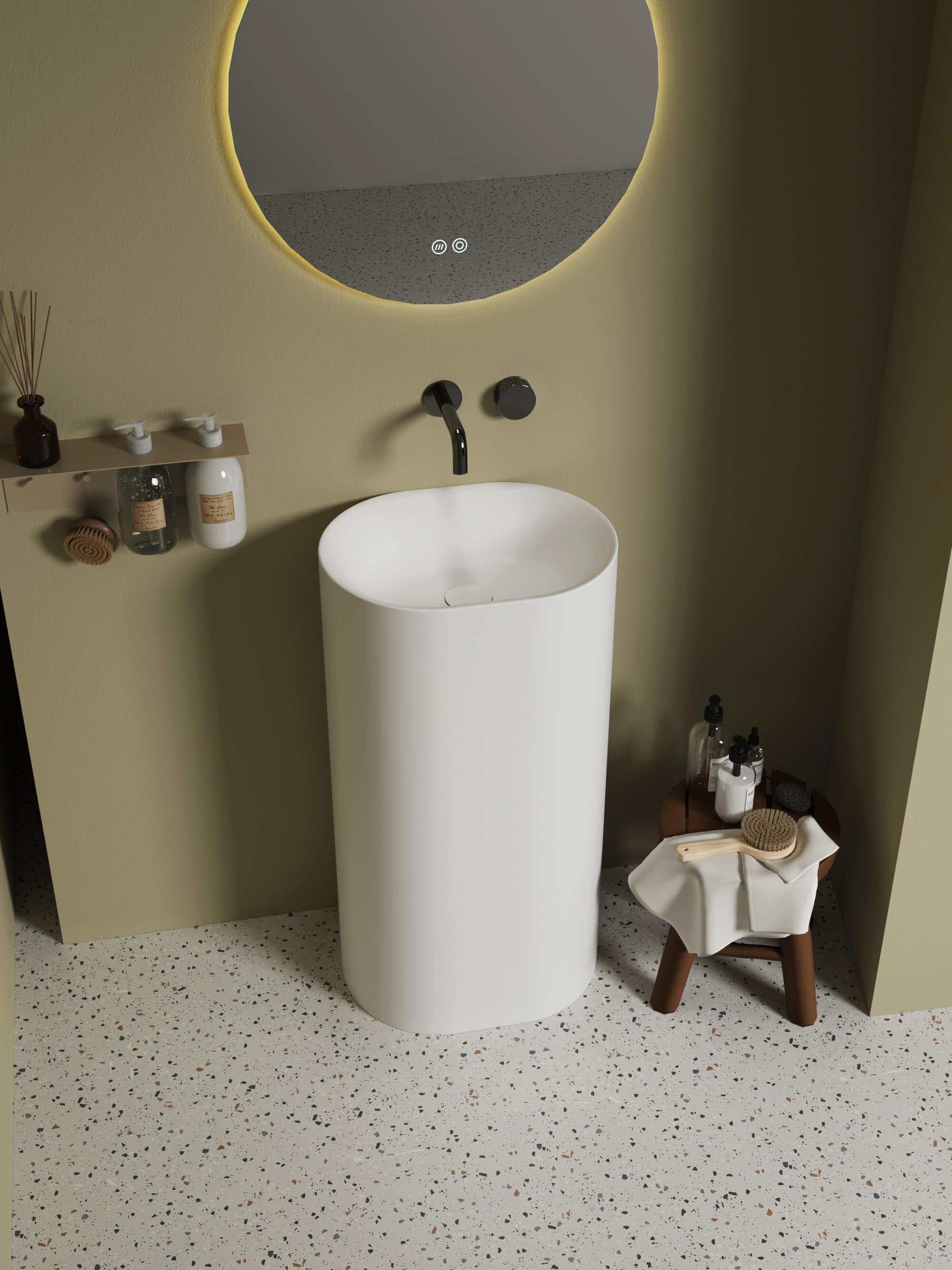 Solid Surface Large Pedestal Sink​​ CPG-6622 Front