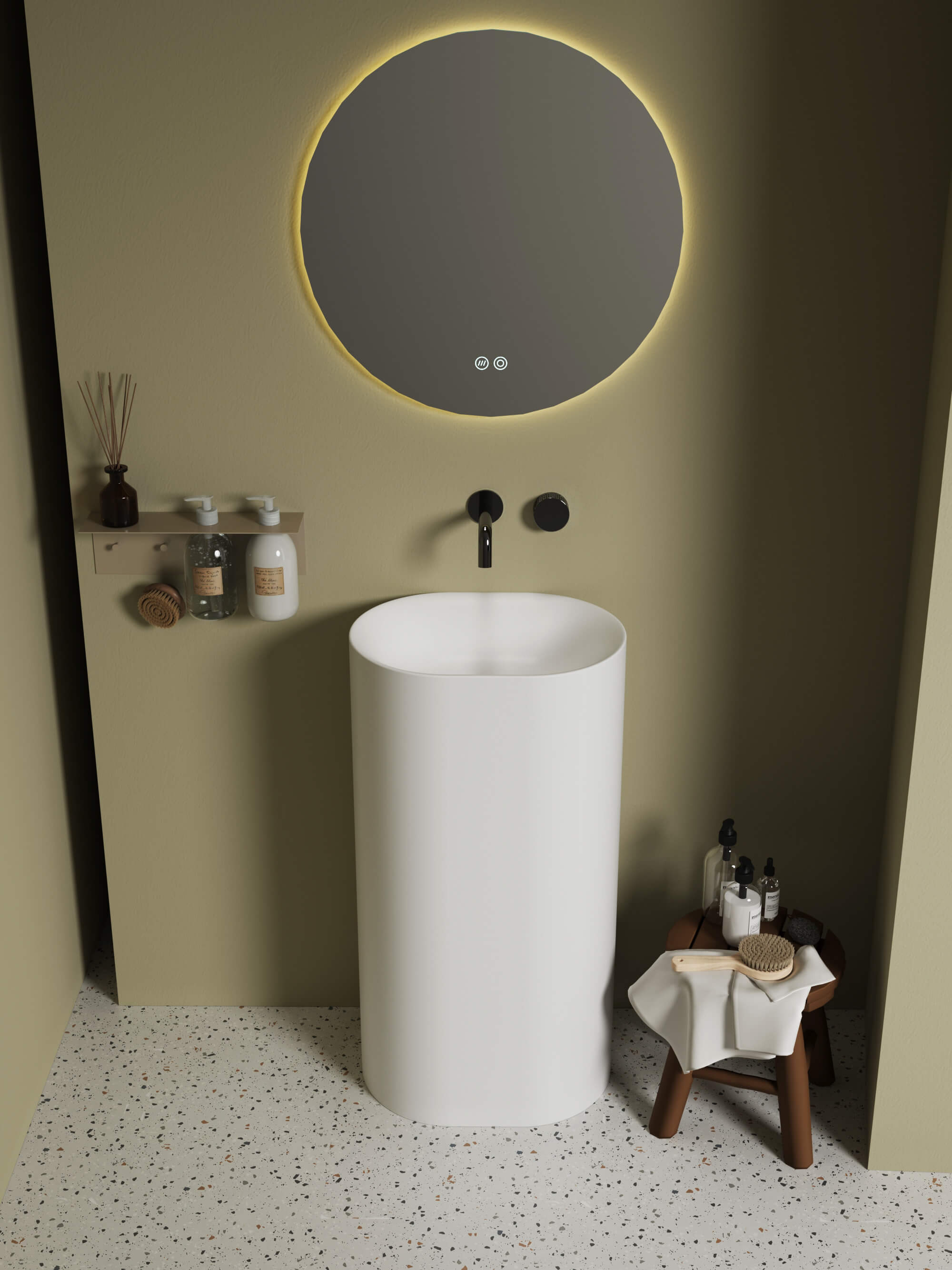 Solid Surface Large Pedestal Sink​​ CPG-6622 Left