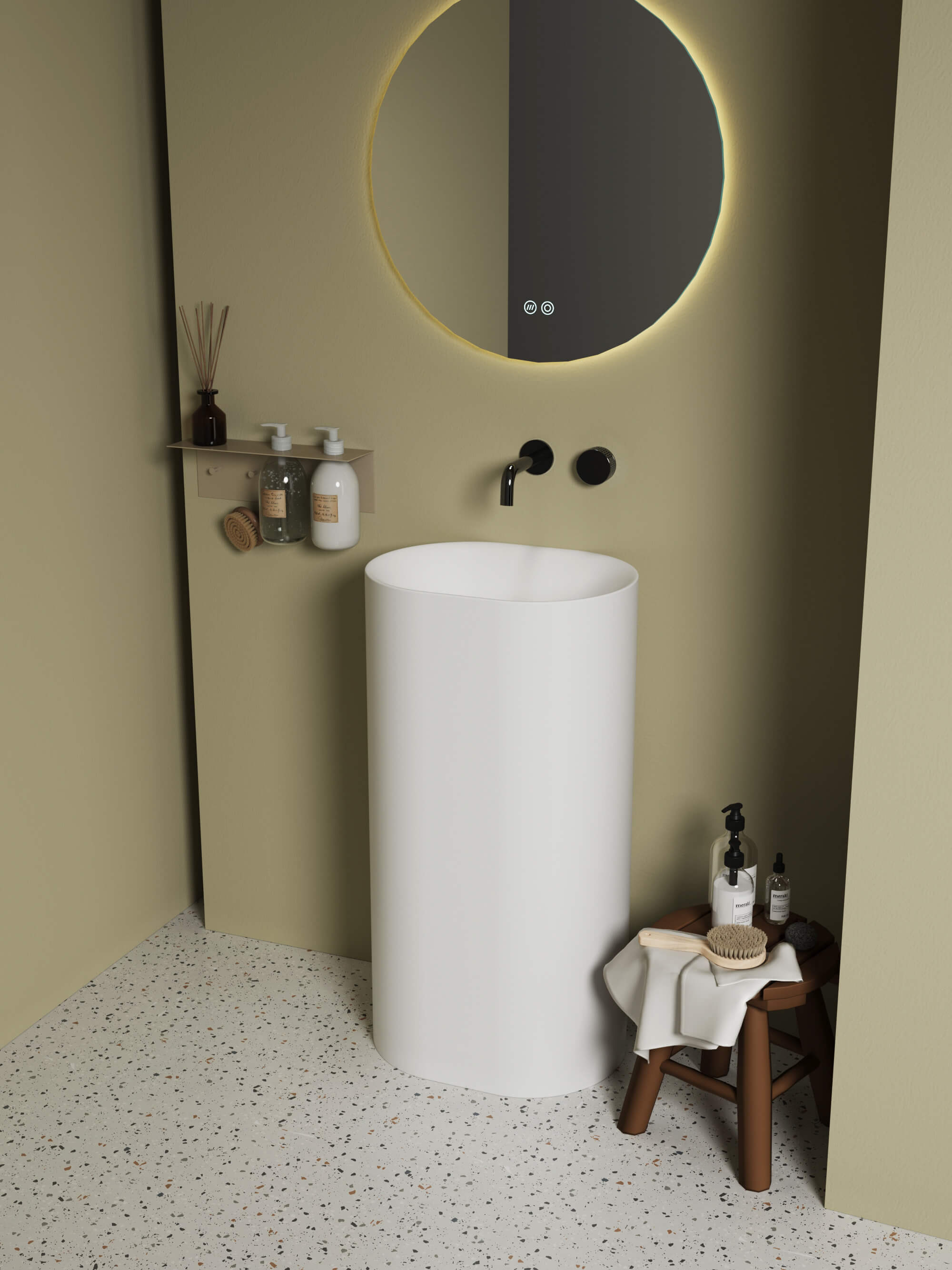 Solid Surface Large Pedestal Sink​​ CPG-6622 Right