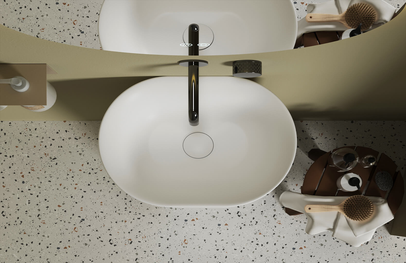 Solid Surface Large Pedestal Sink__ CPG-6622 Top