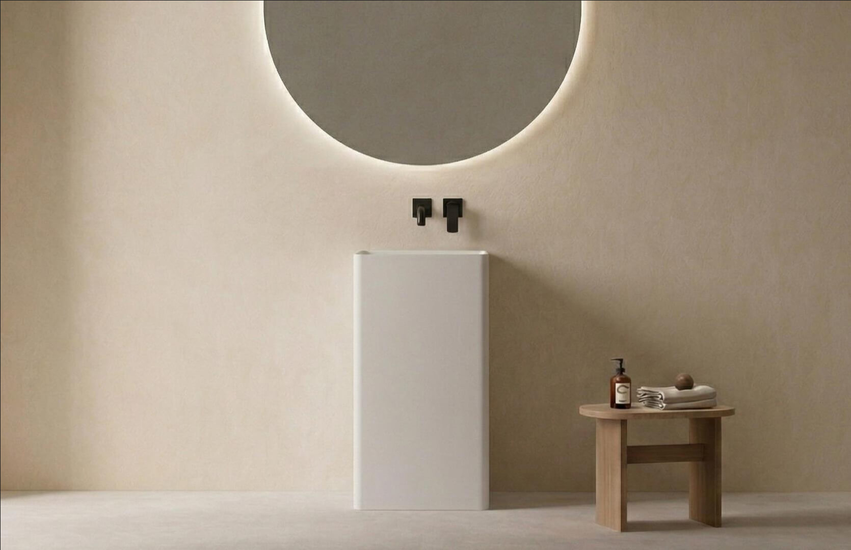 Solid Surface Modern Pedestal Sink_ CPG-6605