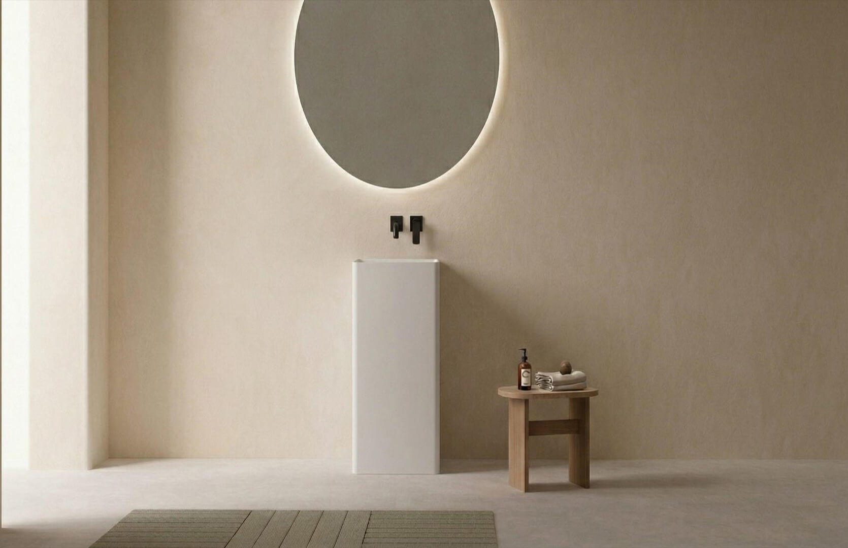 Solid Surface Modern Pedestal Sink_ CPG-6605 Front