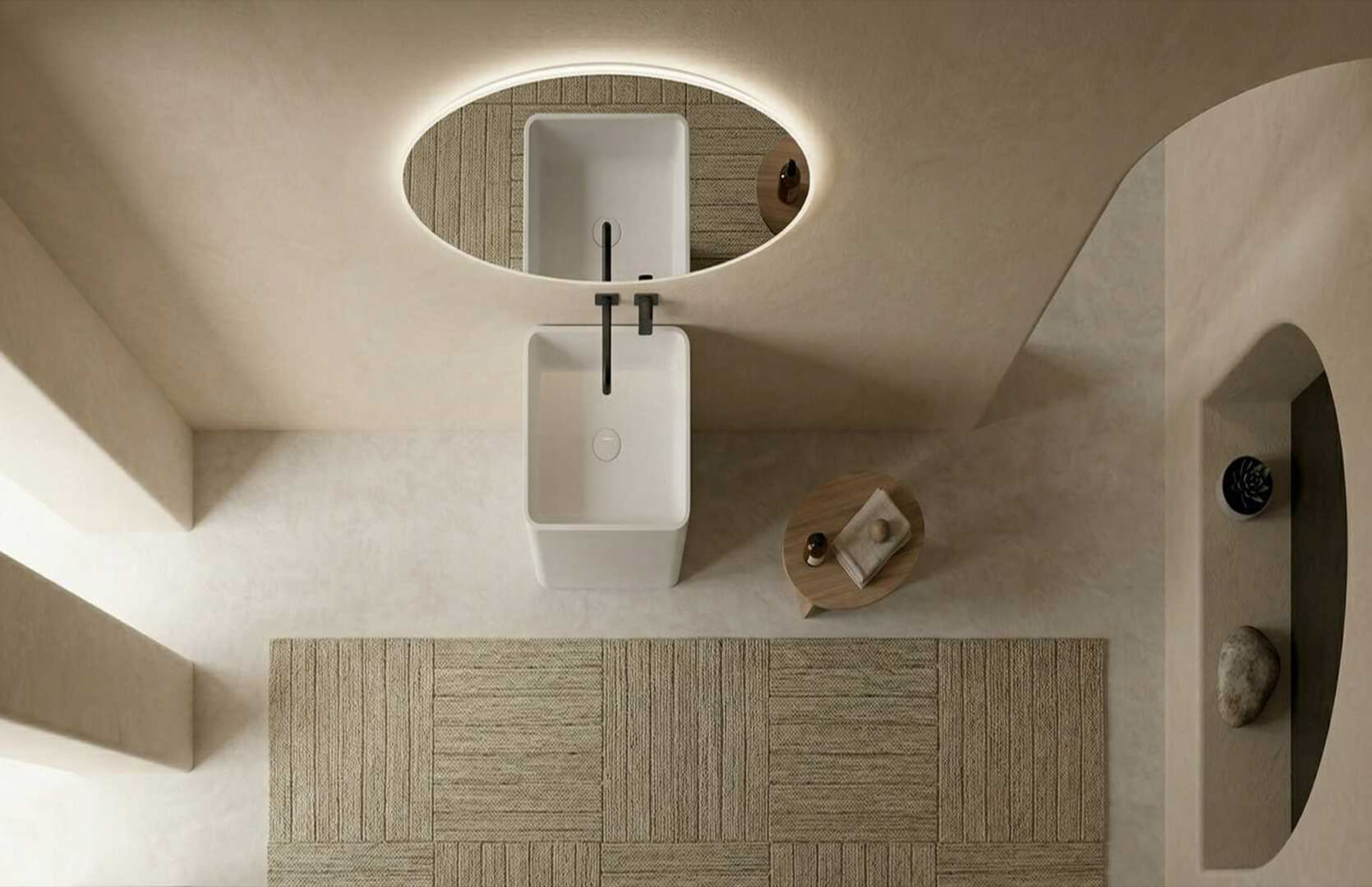 Solid Surface Modern Pedestal Sink_ CPG-6605 Top