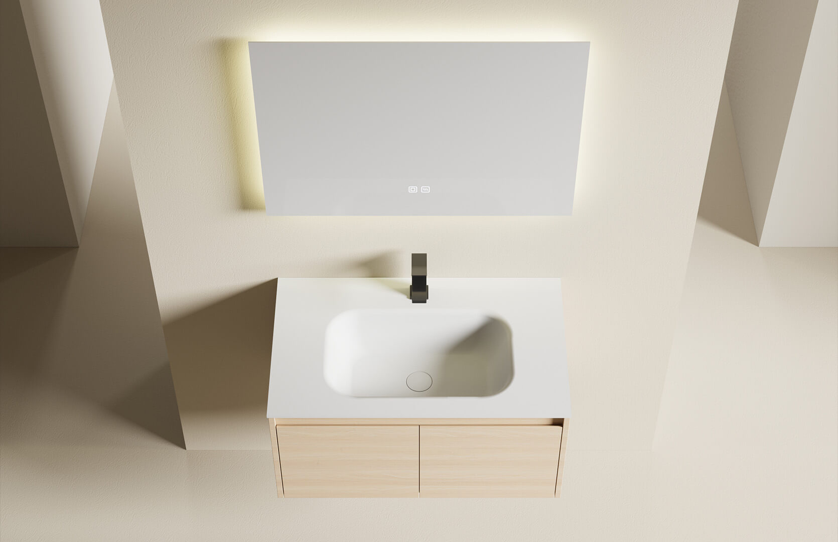 Solid Surface Natural Wood Bathroom Vanity___