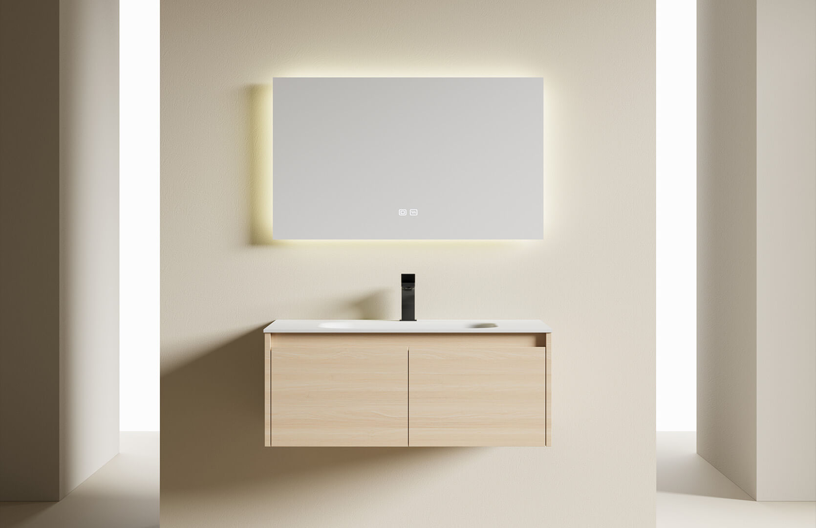 Solid Surface Natural Wood Bathroom Vanity___ CPG-3391