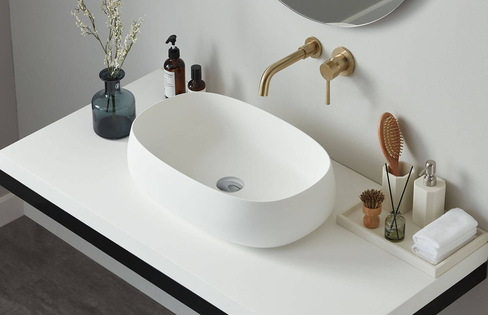 Solid Surface One Piece Bath Sink Countertop___ CPG-2266