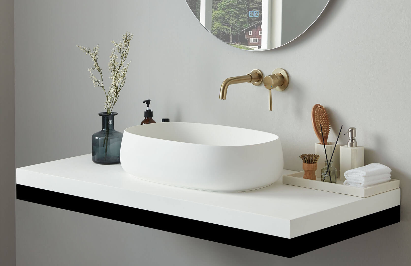 Solid Surface One Piece Bath Sink Countertop___ CPG-2266 Right