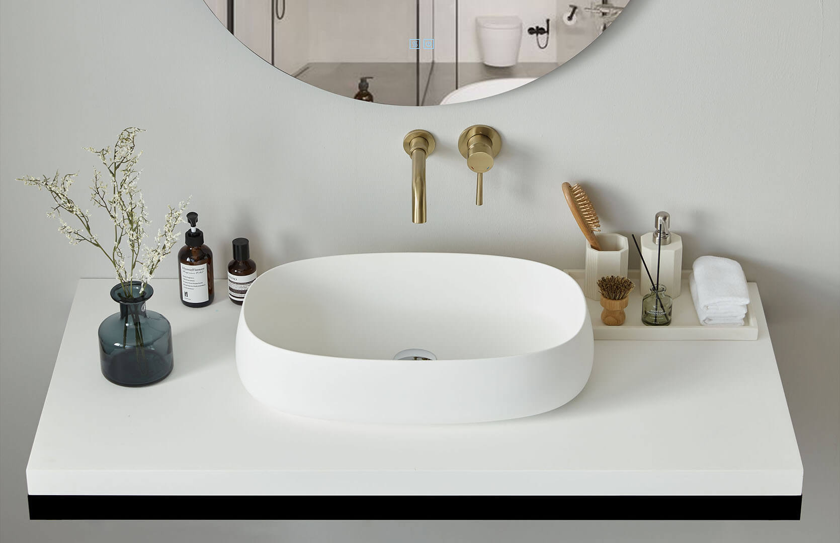 Solid Surface One Piece Bath Sink Countertop___ CPG-2266 Top