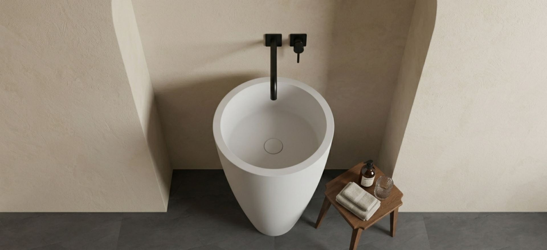 Solid Surface Pedestal Basin CPG-6603-3