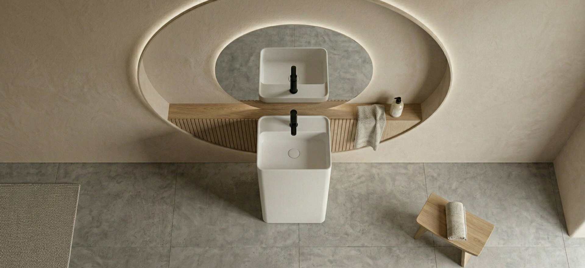 Solid Surface Pedestal Basin CPG-6609-3