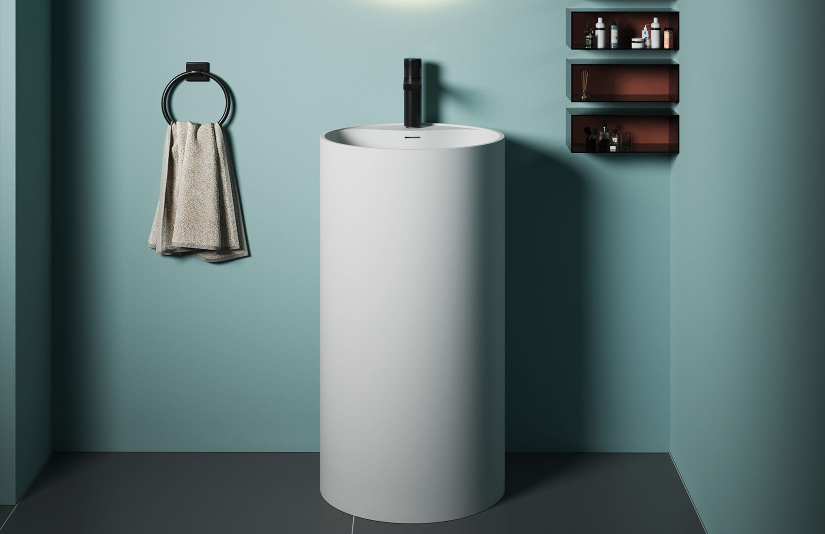 Solid Surface Pedestal Sink Bathroom_ CPG-6608