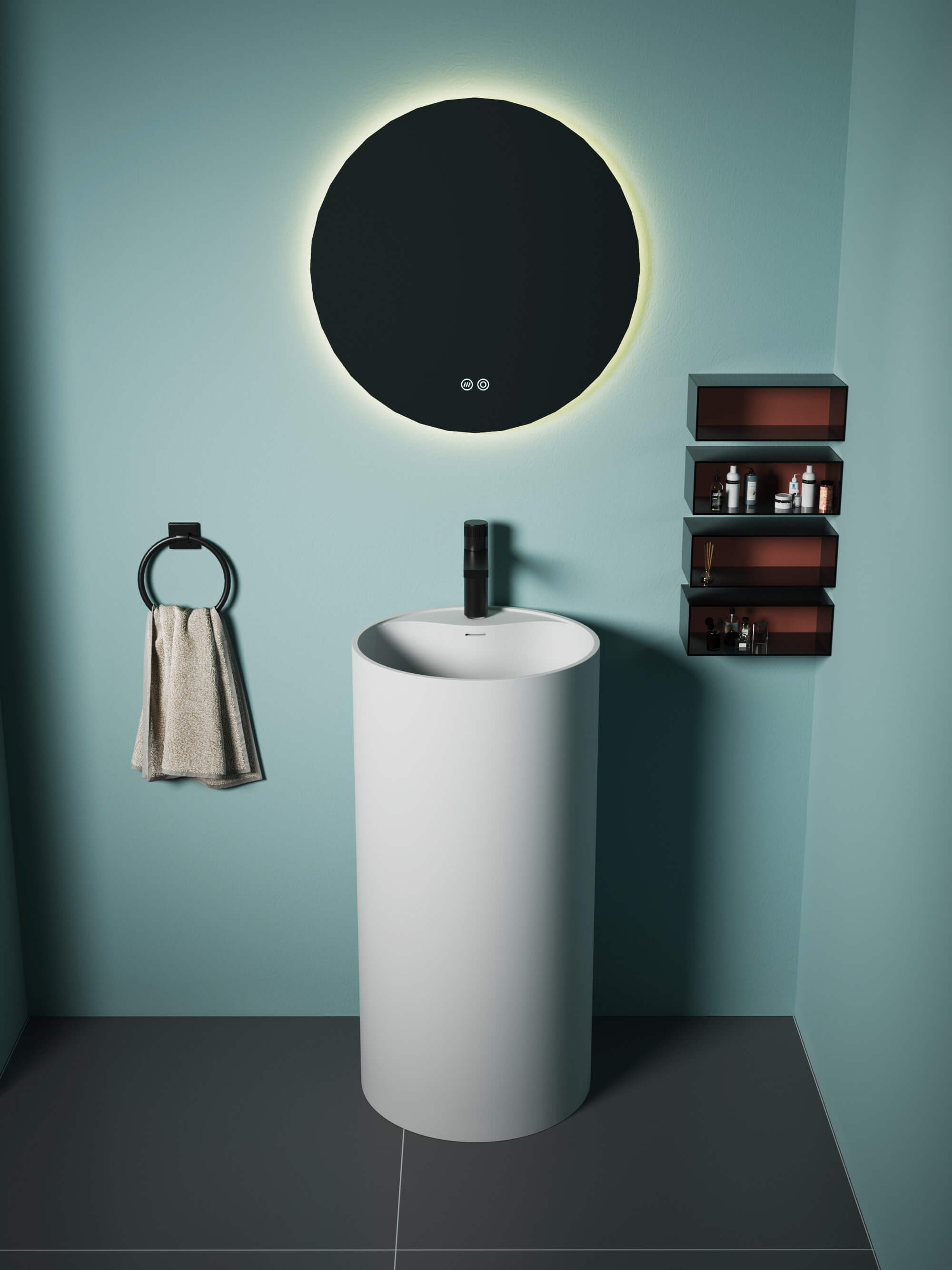 Solid Surface Pedestal Sink Bathroom_ CPG-6608 Front