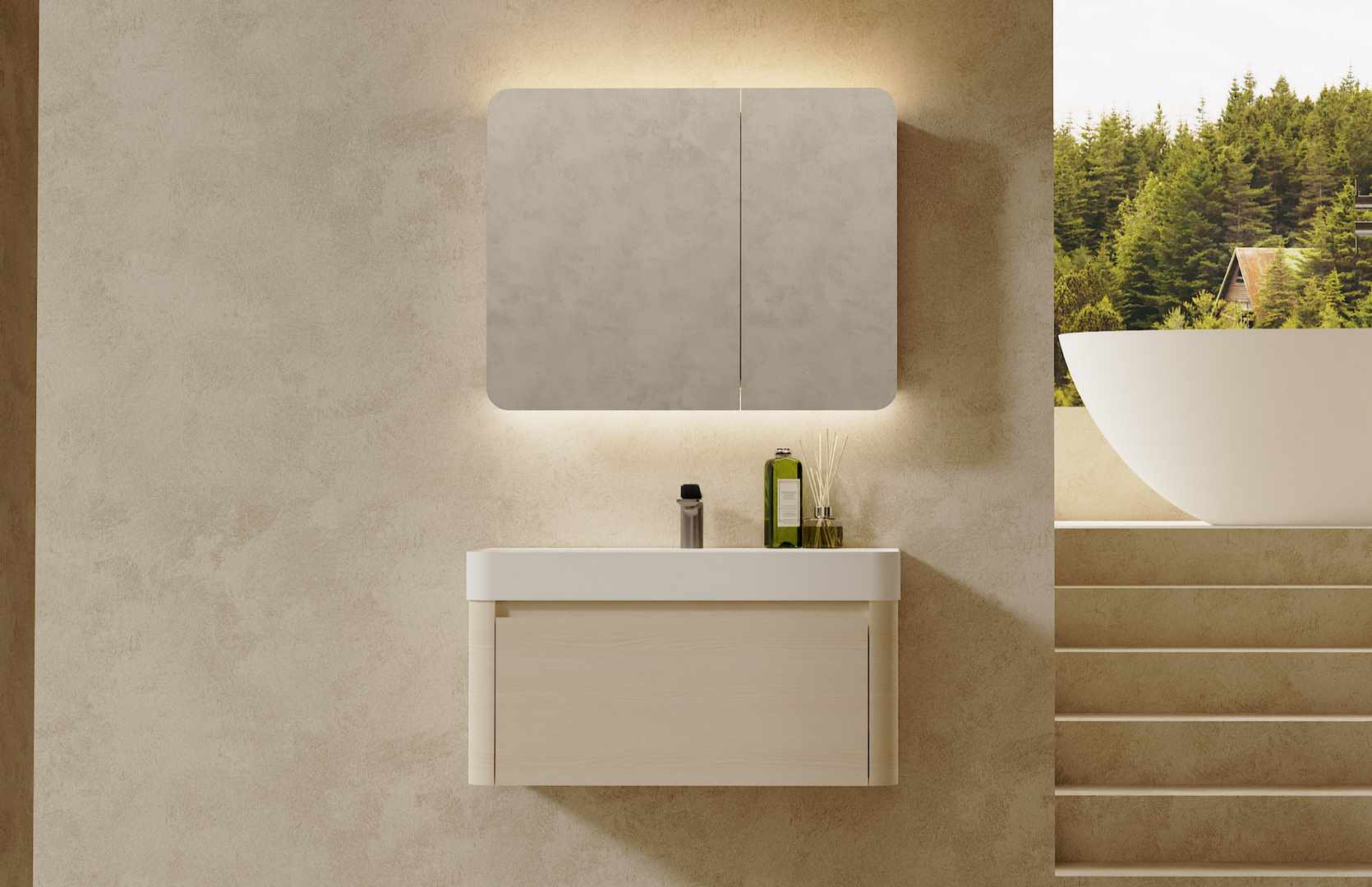Solid Surface Single Bathroom Vanity with Sink​ CPG-3383