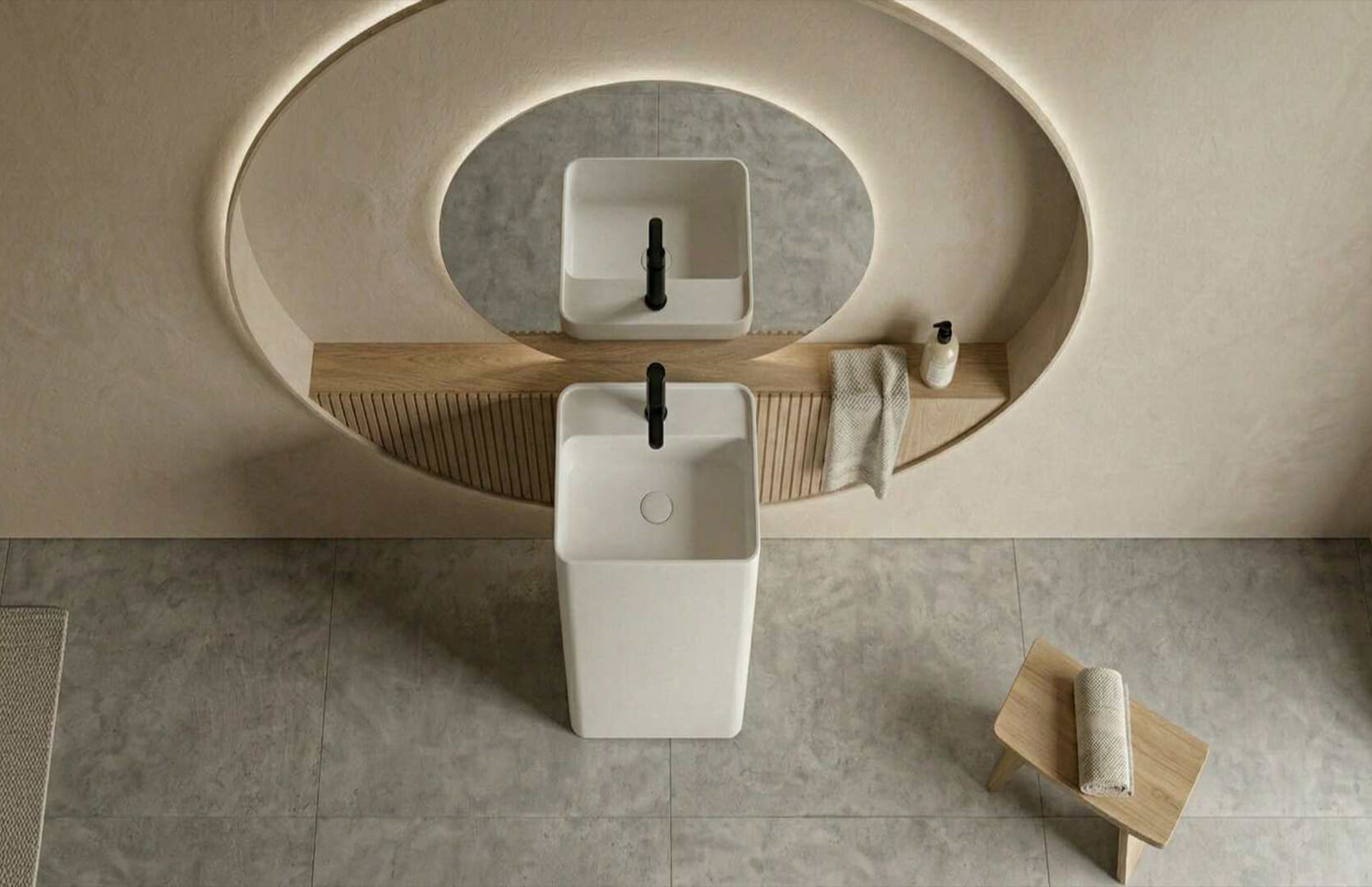 Solid Surface Sink and Pedestal CPG-6609 Top