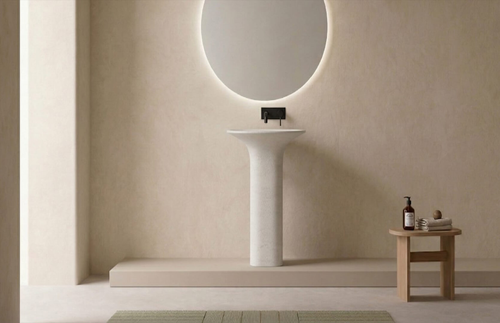 Solid Surface Sink with Pedestal CPG-6611 Front