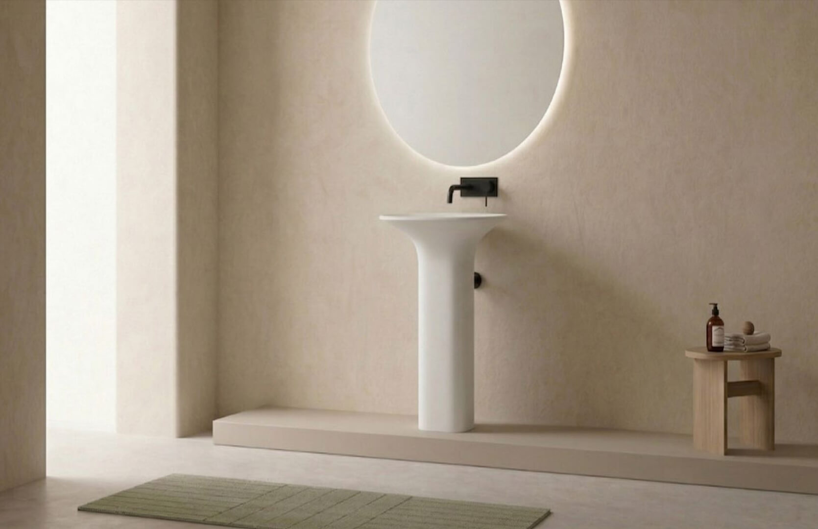 Solid Surface Sink with Pedestal CPG-6611 Right