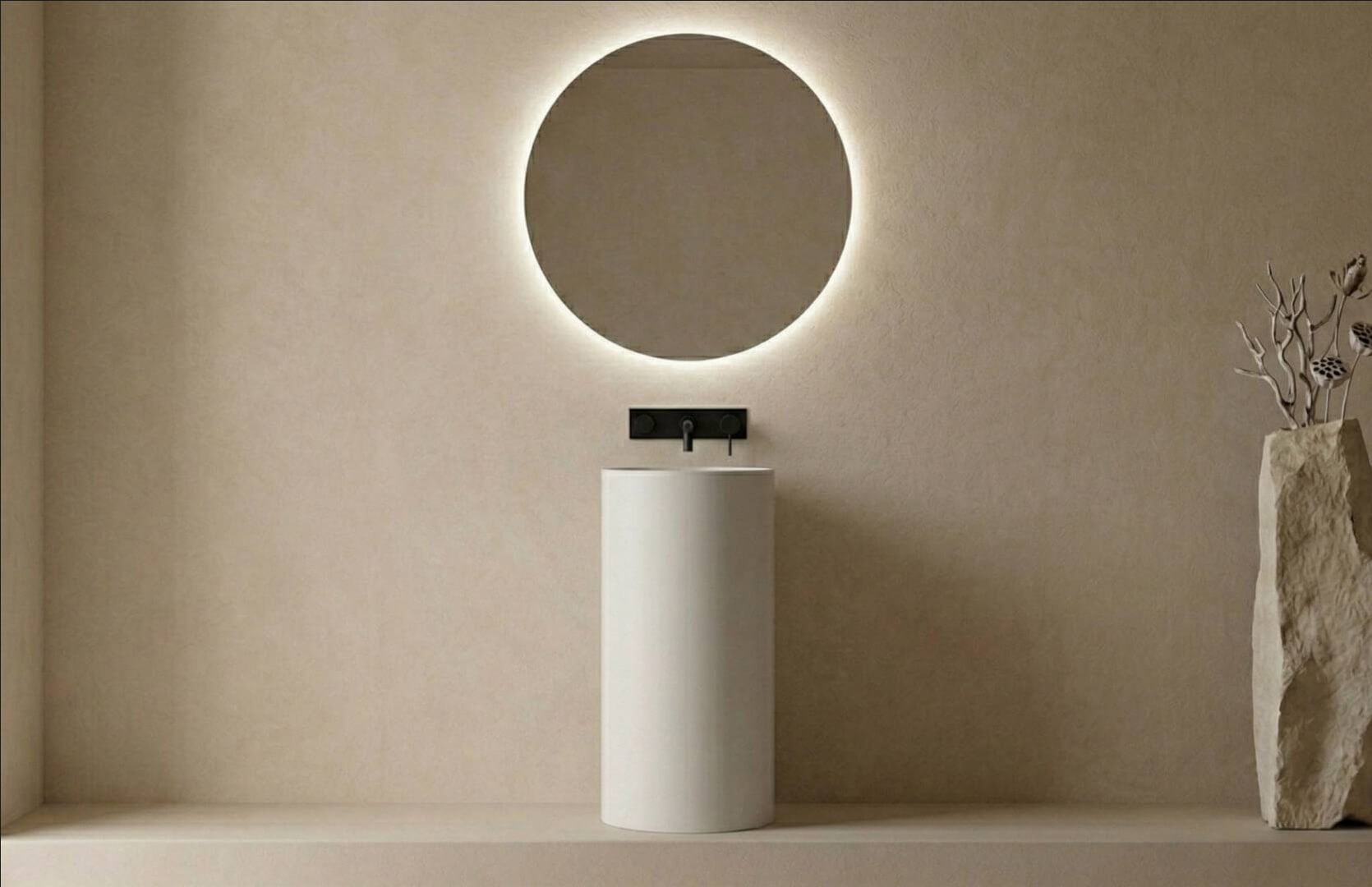 Solid Surface Small Bathroom Pedestal Sink_ CPG-6620