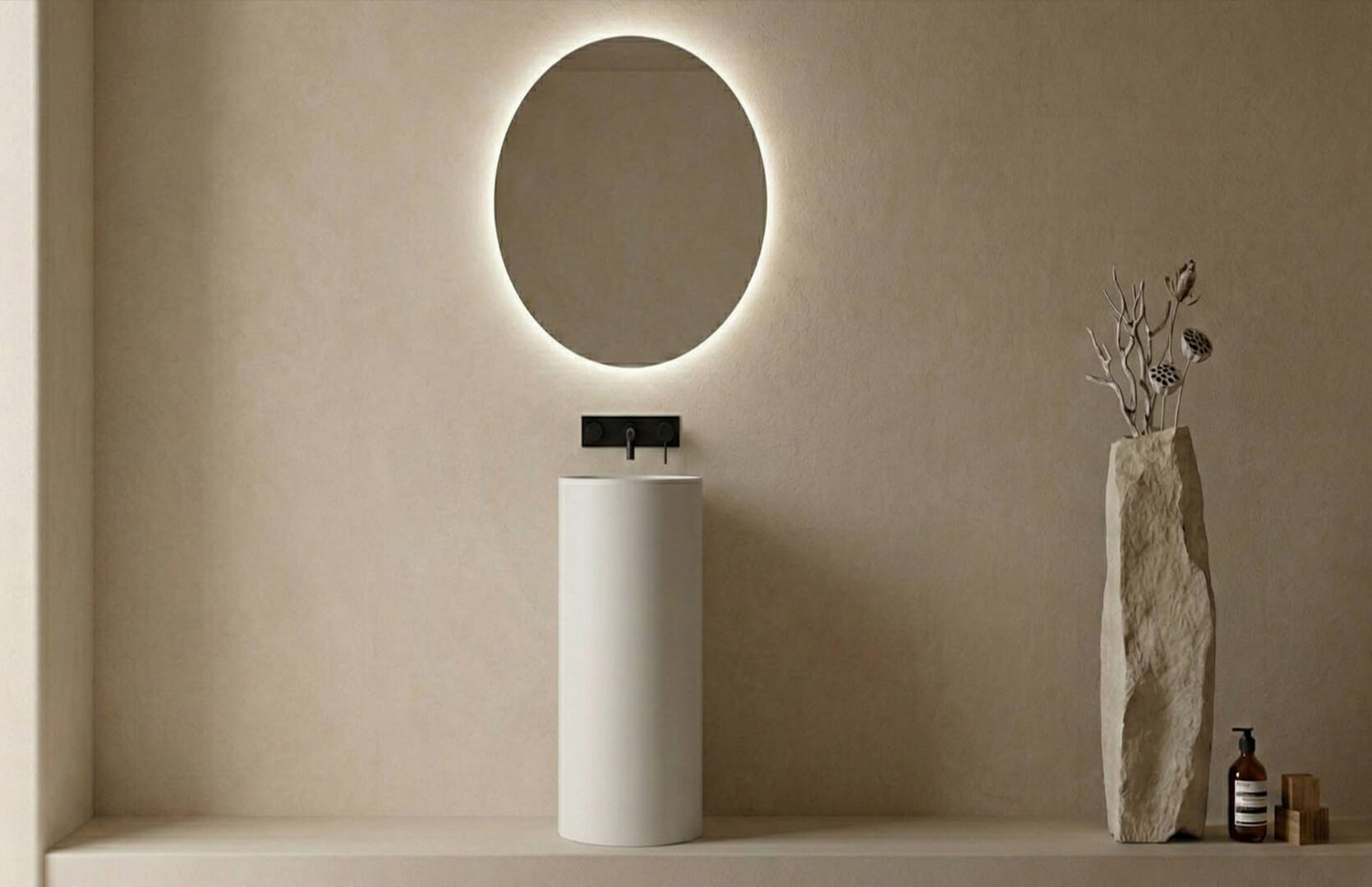 Solid Surface Small Bathroom Pedestal Sink_ CPG-6620 Front