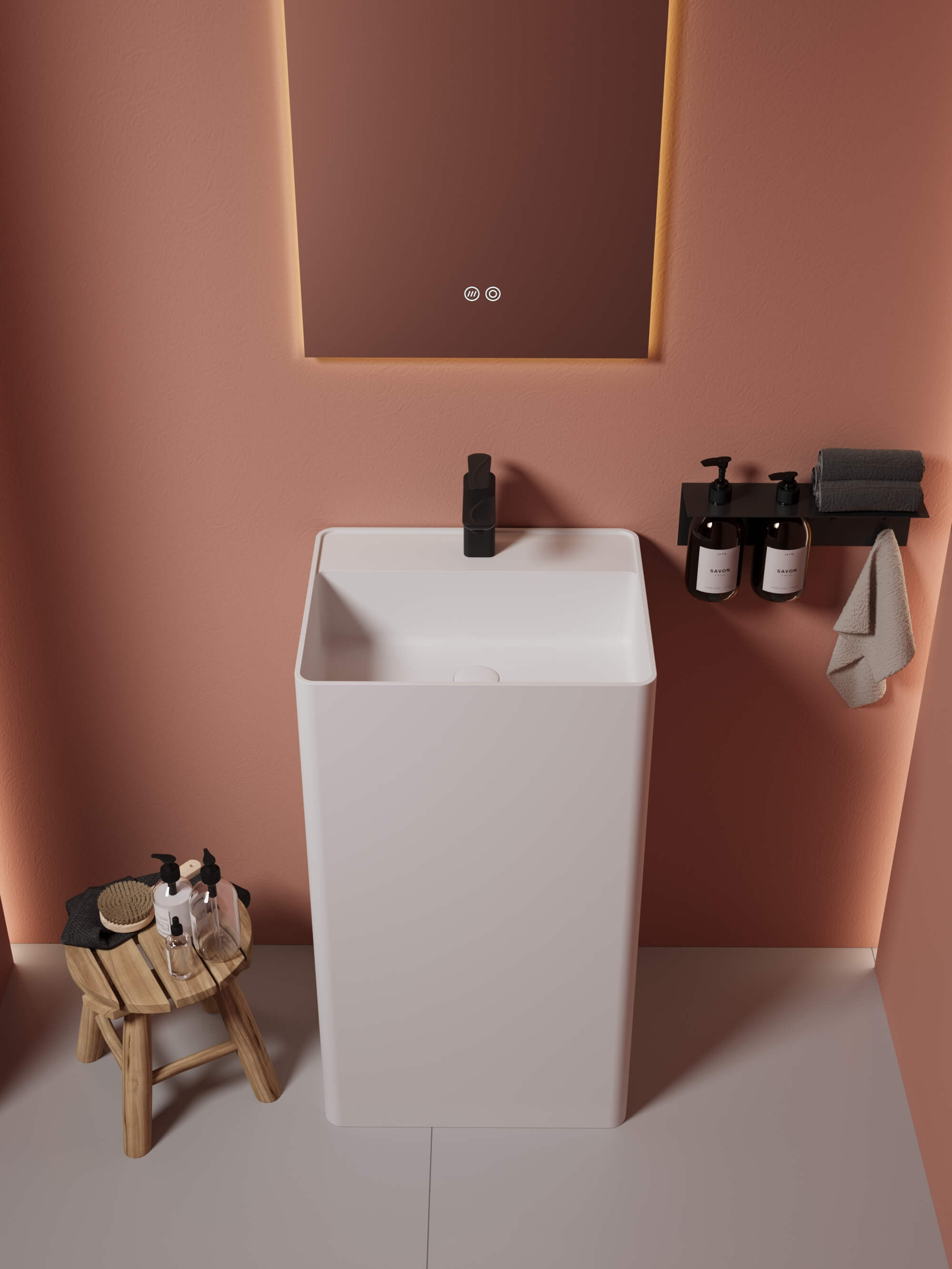 Solid Surface Stone Pedestal Sink​​ CPG-6619 Front