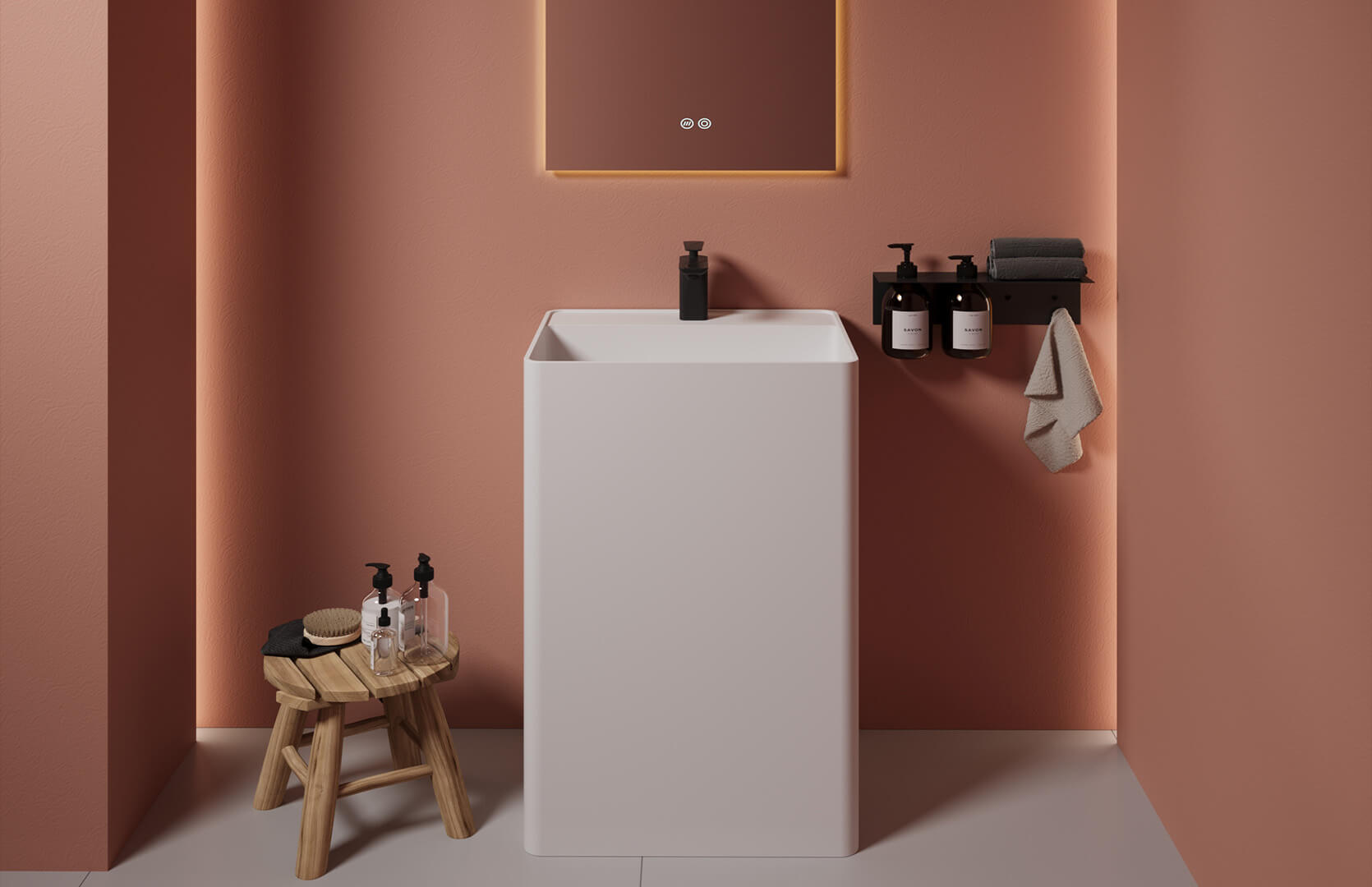 Solid Surface Stone Pedestal Sink__ CPG-6619